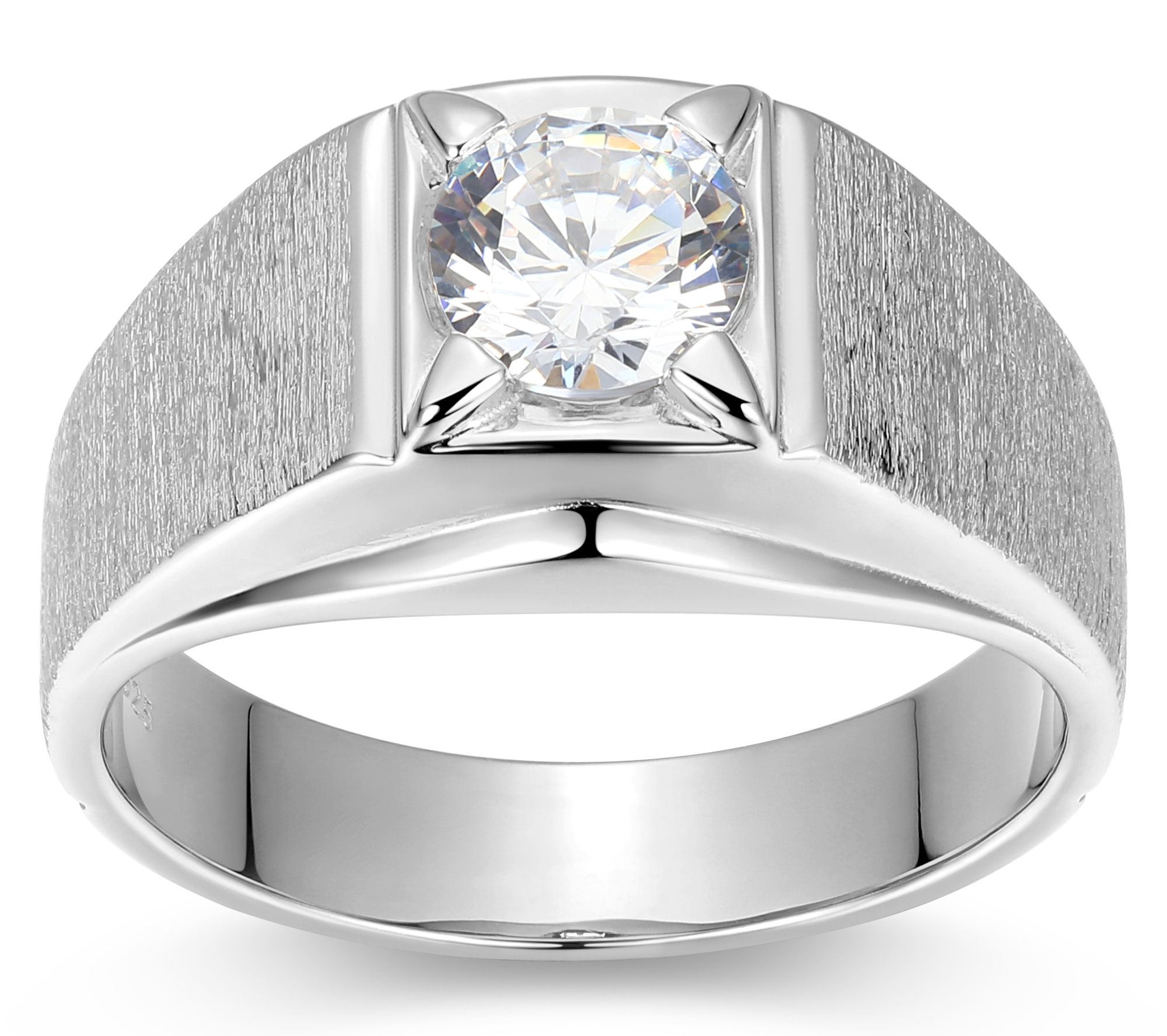 Diamonique Men's 1.70 cttw Solitaire Band Ring,Sterling