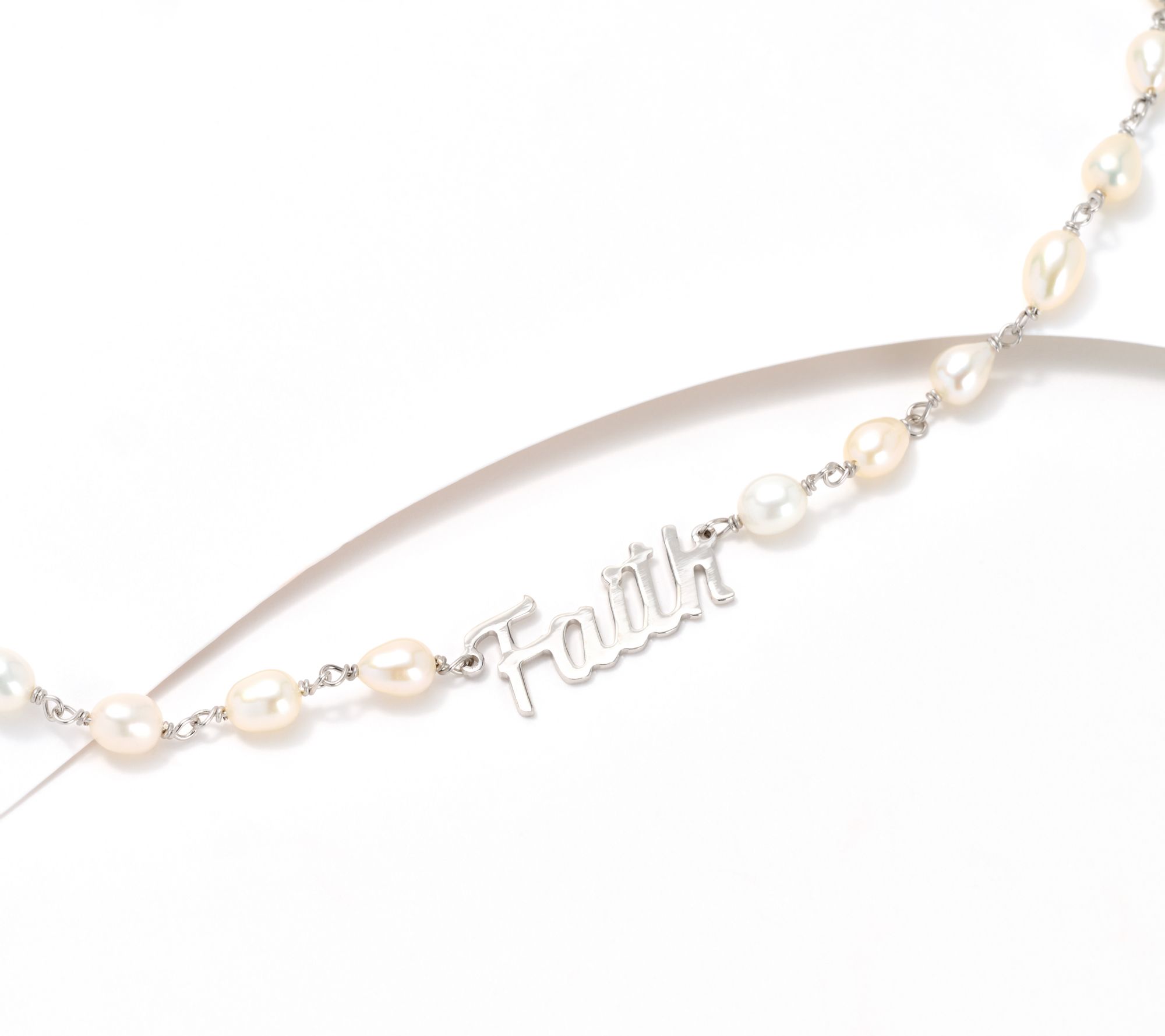 "As Is" Honora Cultured Pearl Inspirational Necklace, Sterling Silver