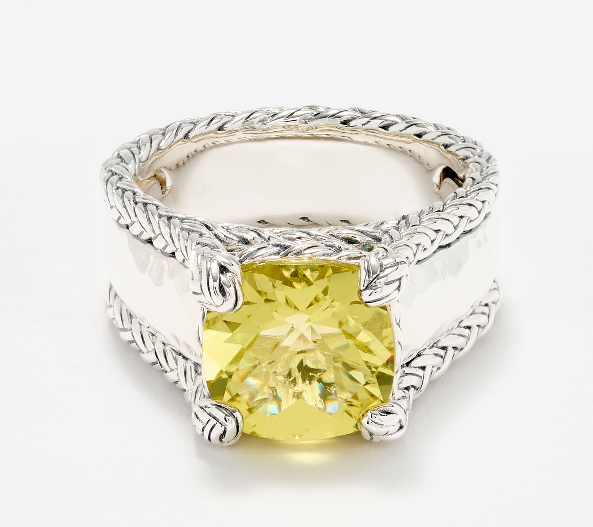 JAI Sterling Silver Legacy Woven Textured Gemstone Ring
