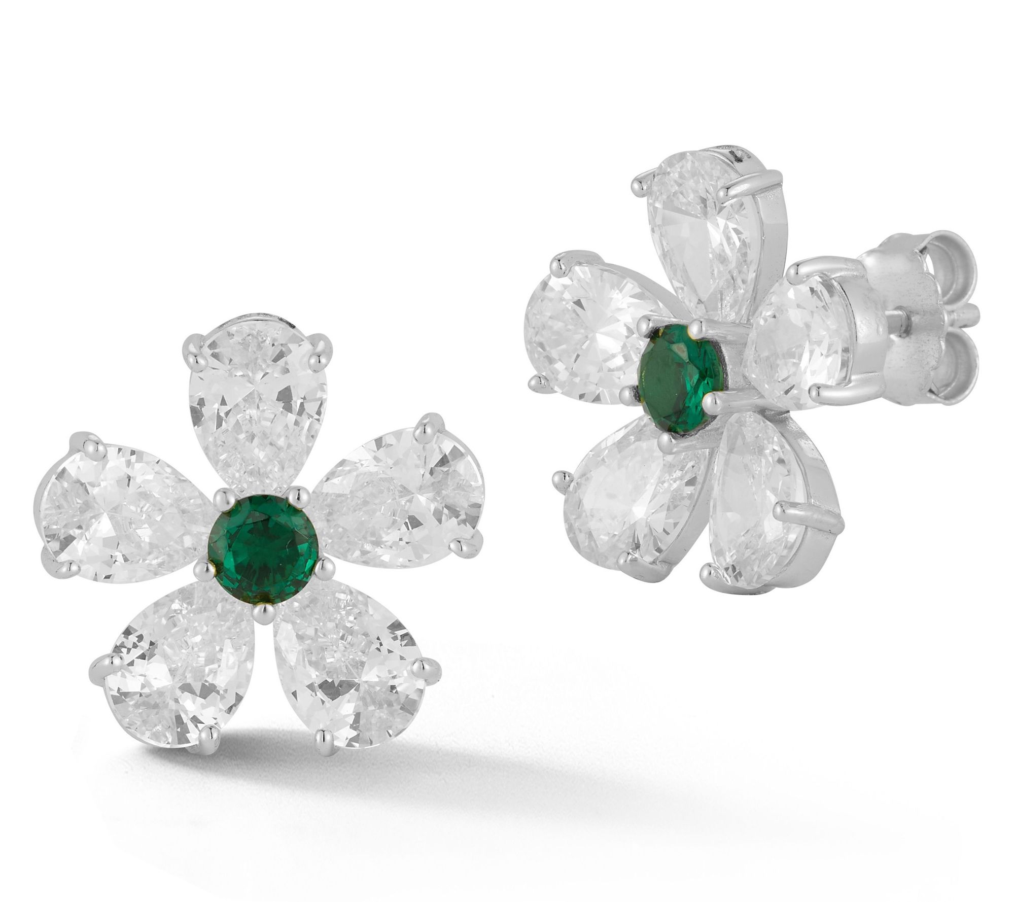 Rachel Zoe Green Flower Stud Earrings, Sterling