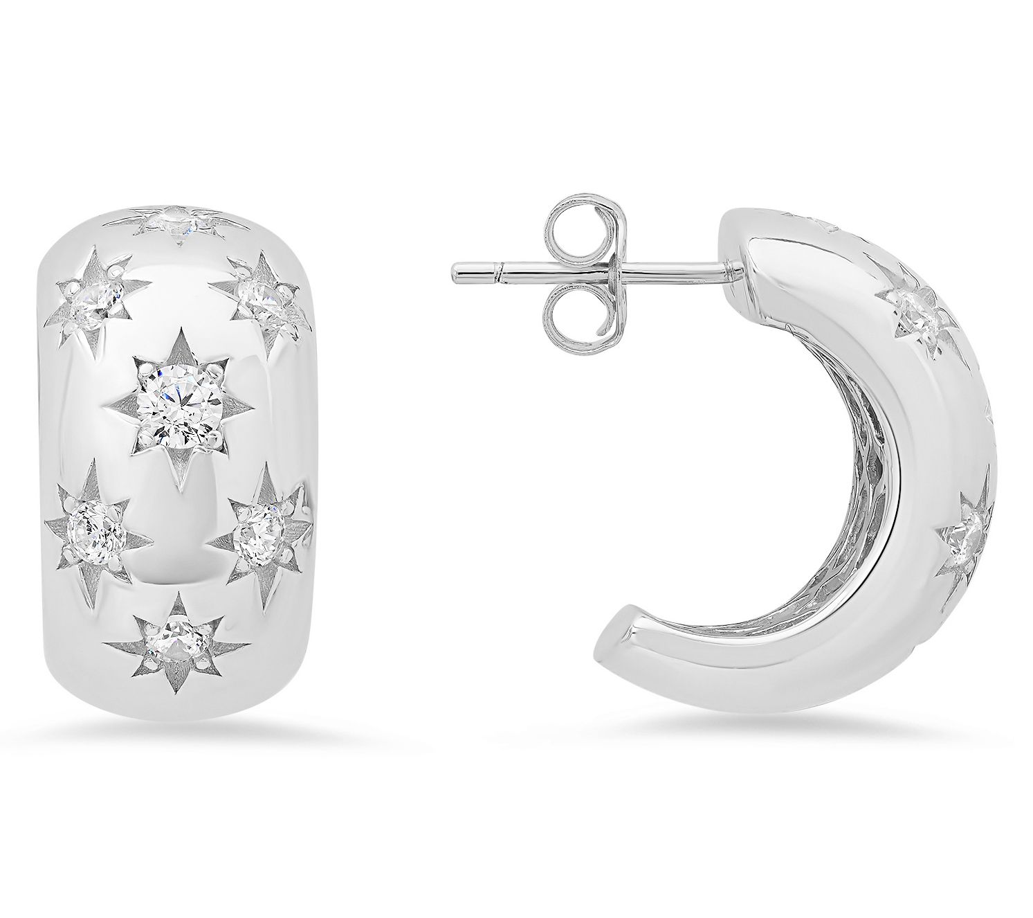 Diamonique Celestial Statement Hoop Earrings, Sterling Silver