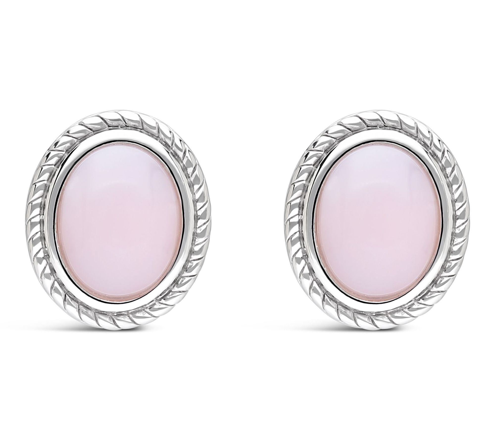 Ariva Sterling Silver Arden Oval Pink Opal Earrings