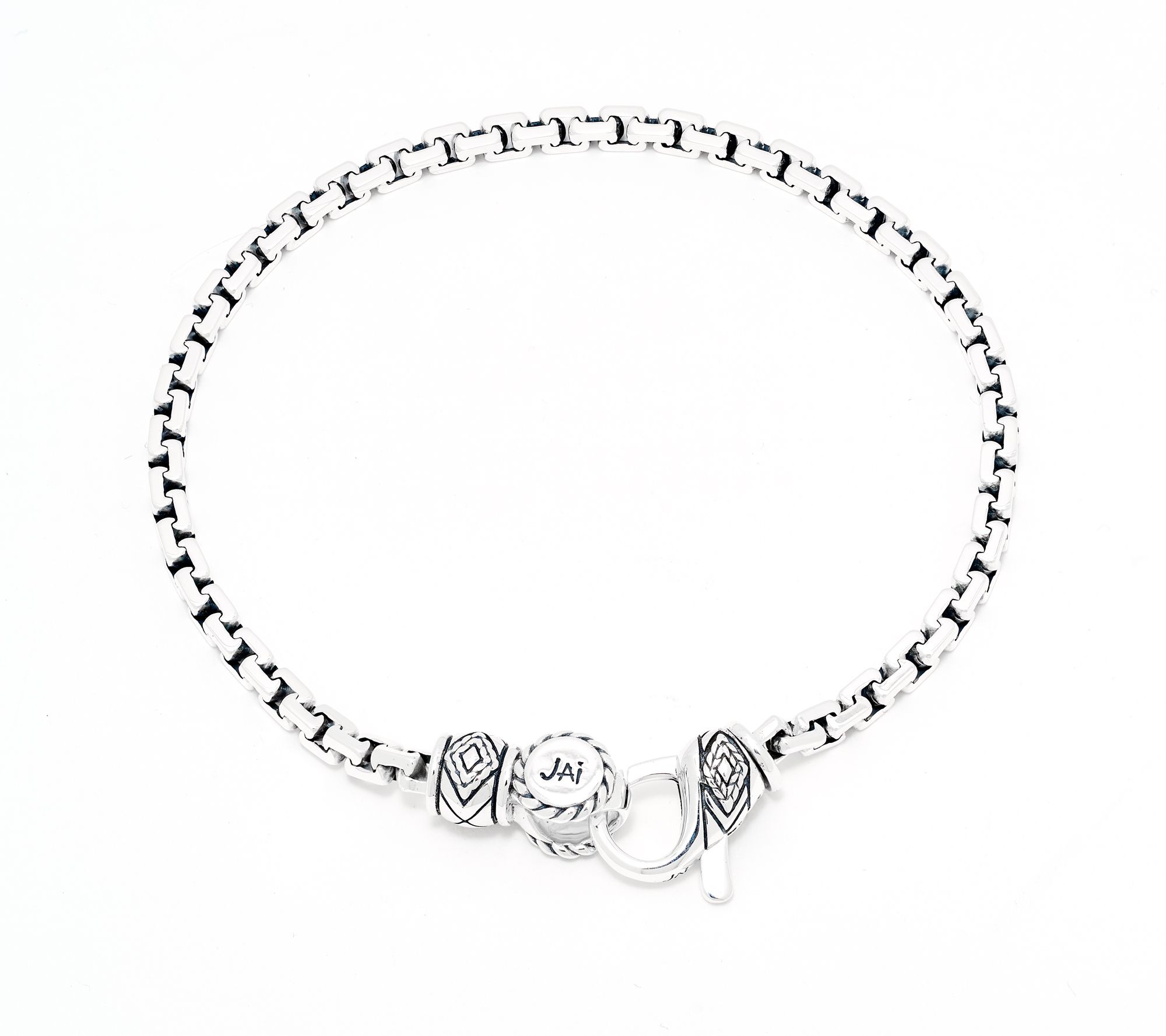 JAI x Alberti Sterling Silver Mirror Cut 4.0mm Box Chain Bracelet, 10.5g