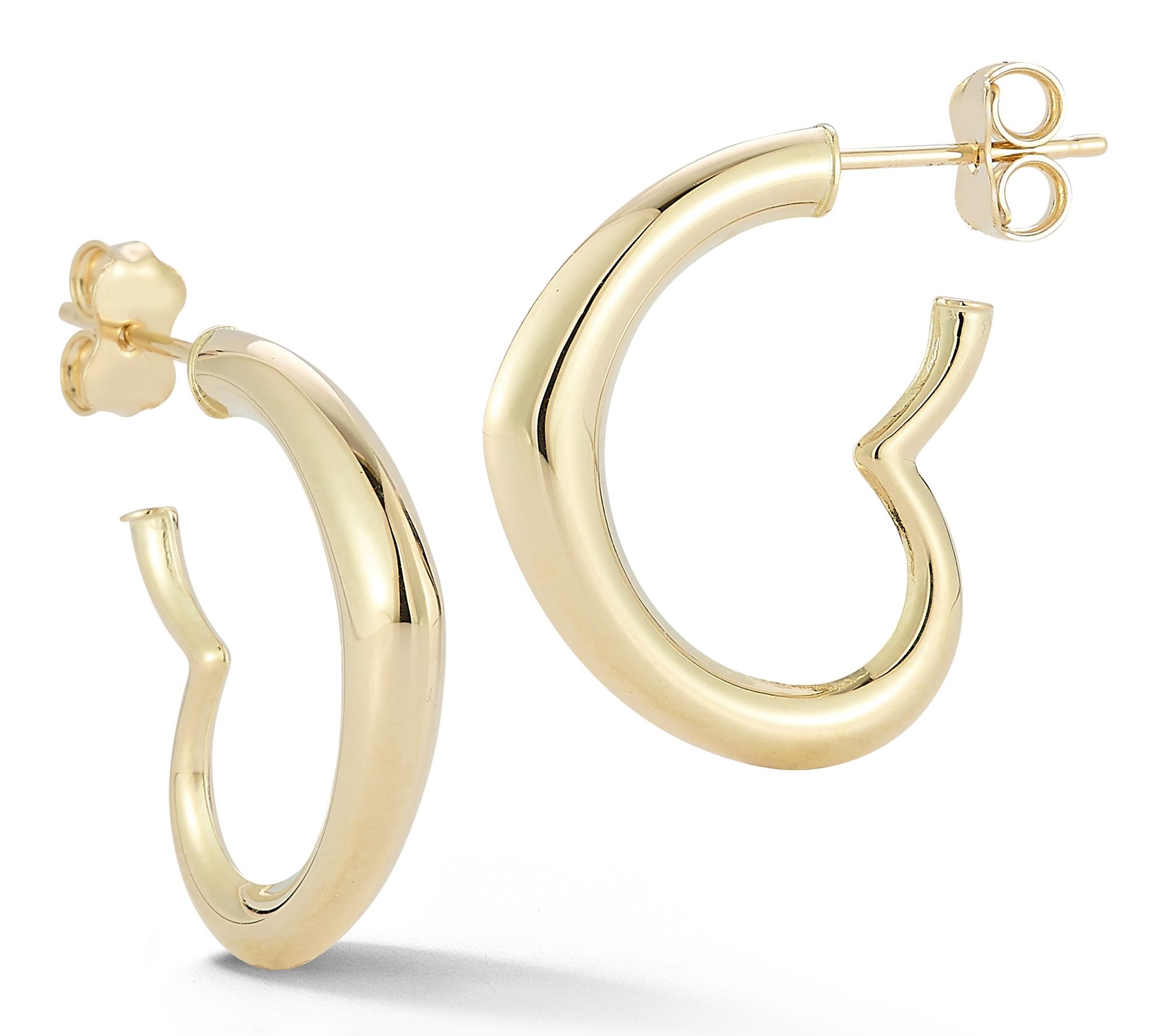 Luminosa Gold Sideways Heart Hoop Earrings, 14K - QVC.com