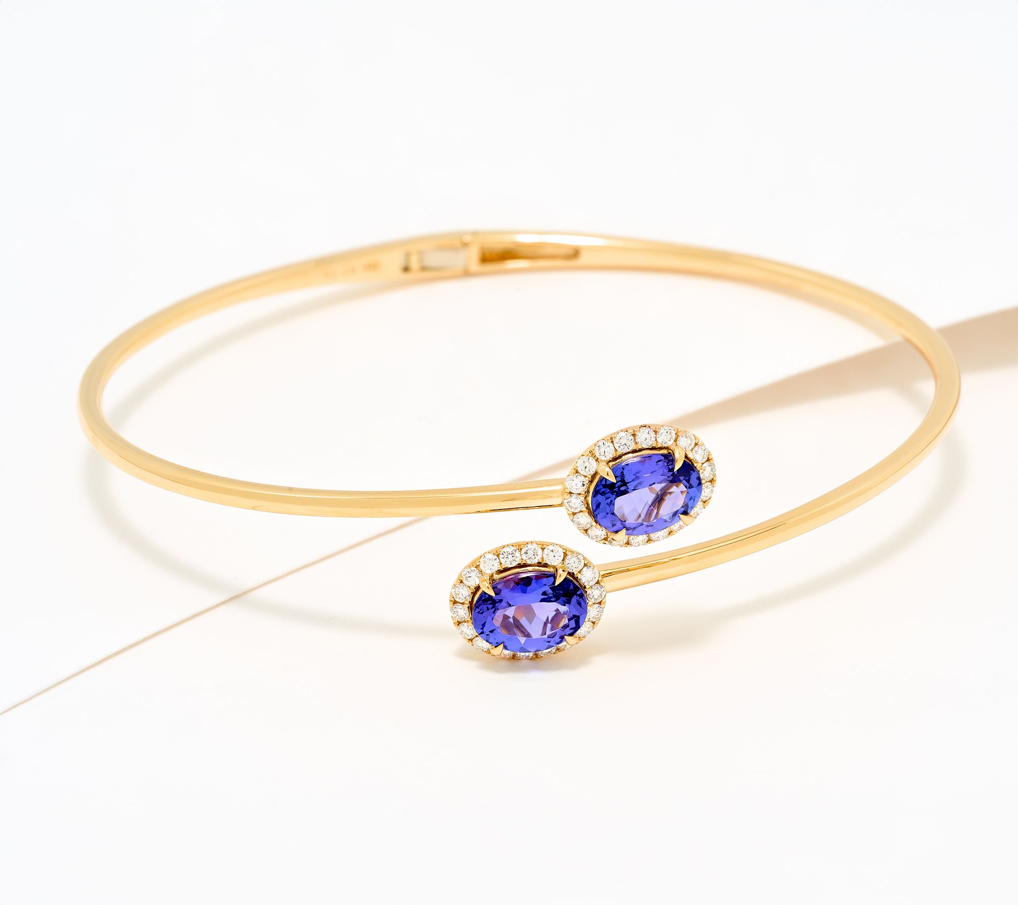 Pure Tanzanite by Jeff Moseley Tanzanite & Diamond By Pass Bangle, 18K