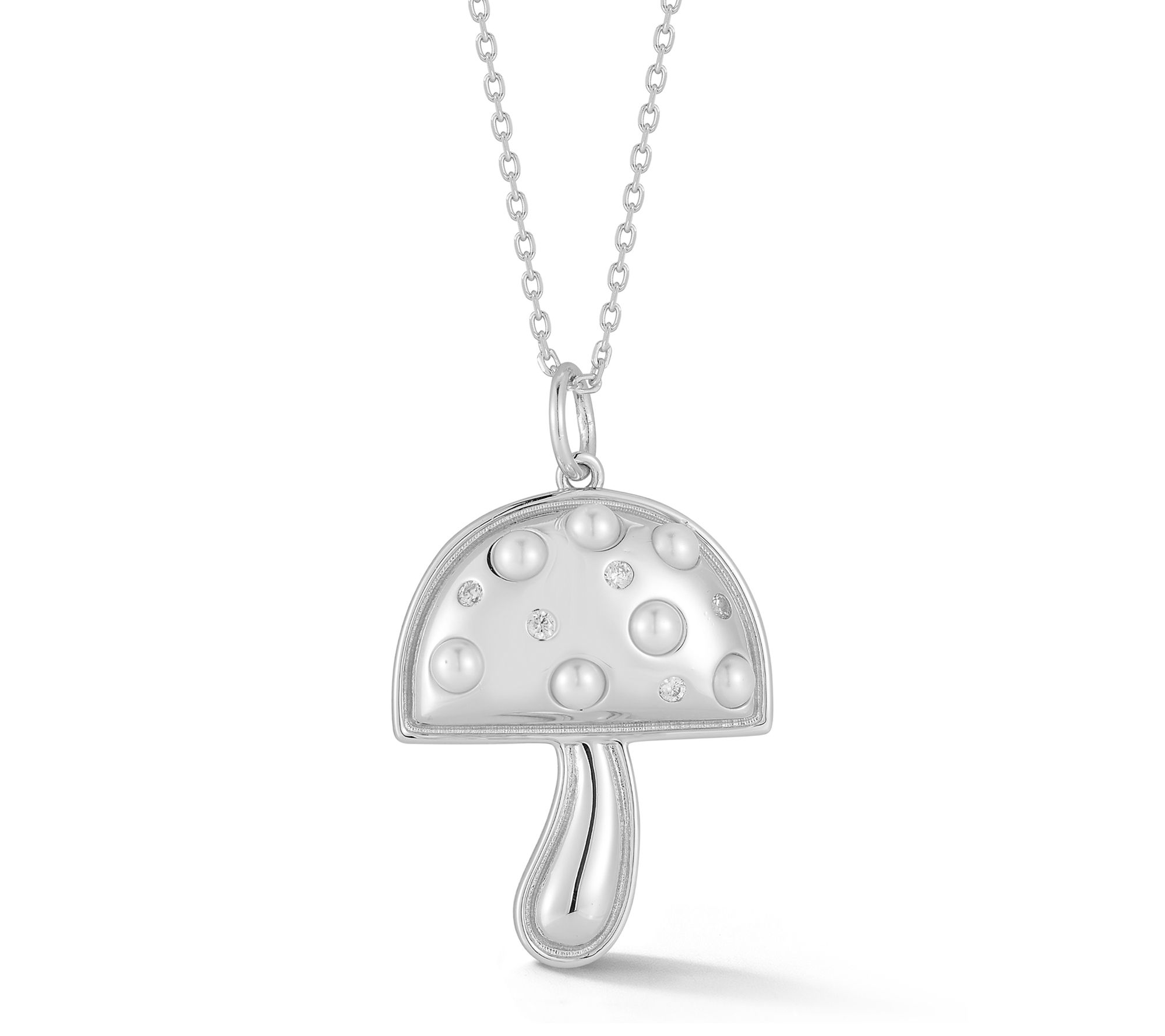 Sterlina Silver Cultured Pearl Mushroom Necklace, Sterling