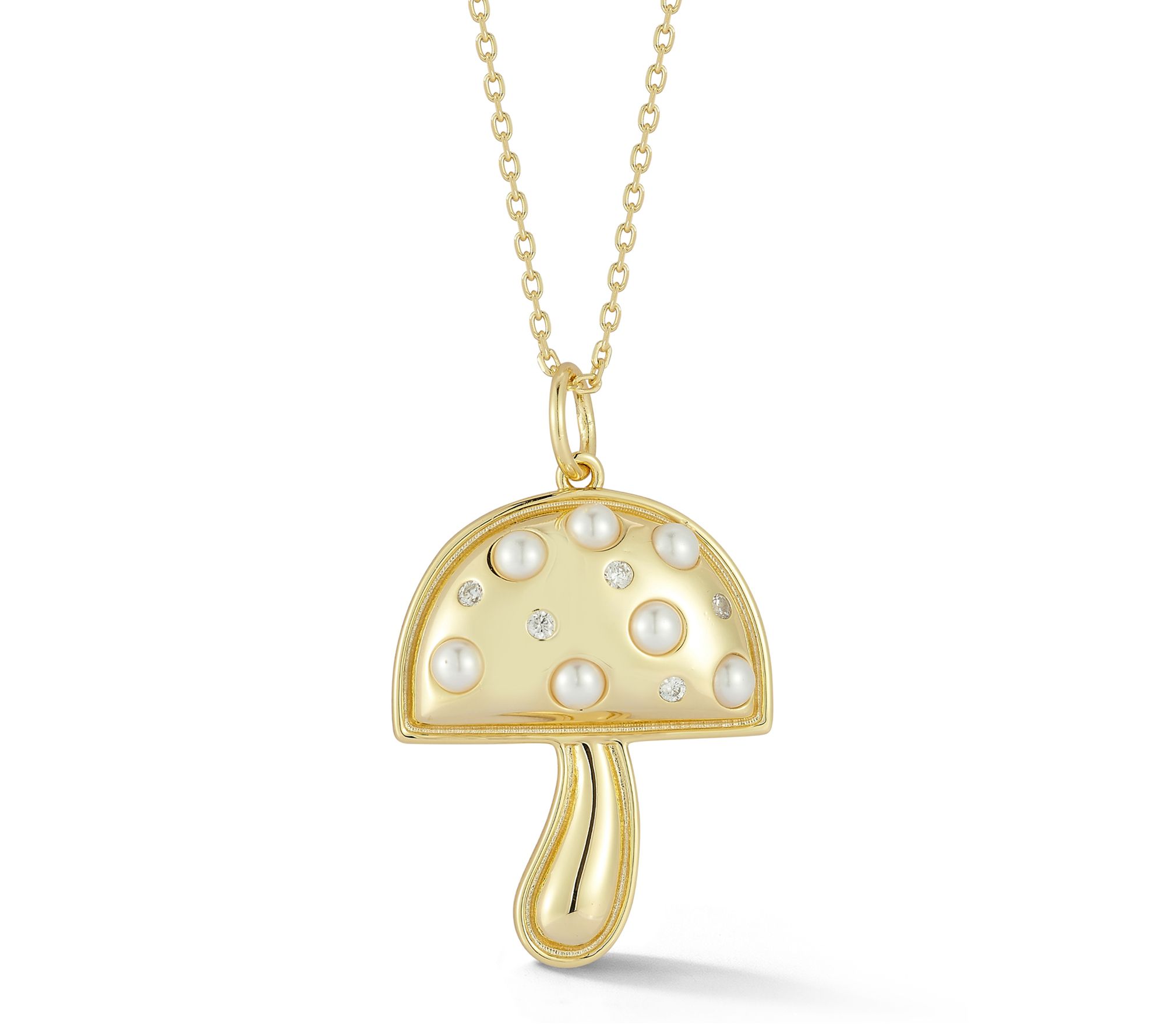 Sterlina Silver Cultured Pearl Mushroom Necklac e, Sterling