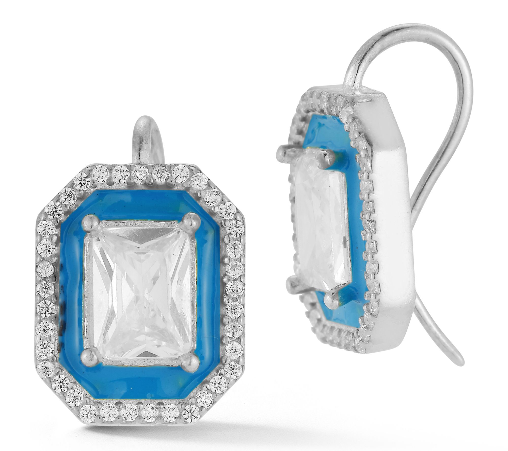 Sterlina Silver Pave Enamel Drop Earrings, Sterling