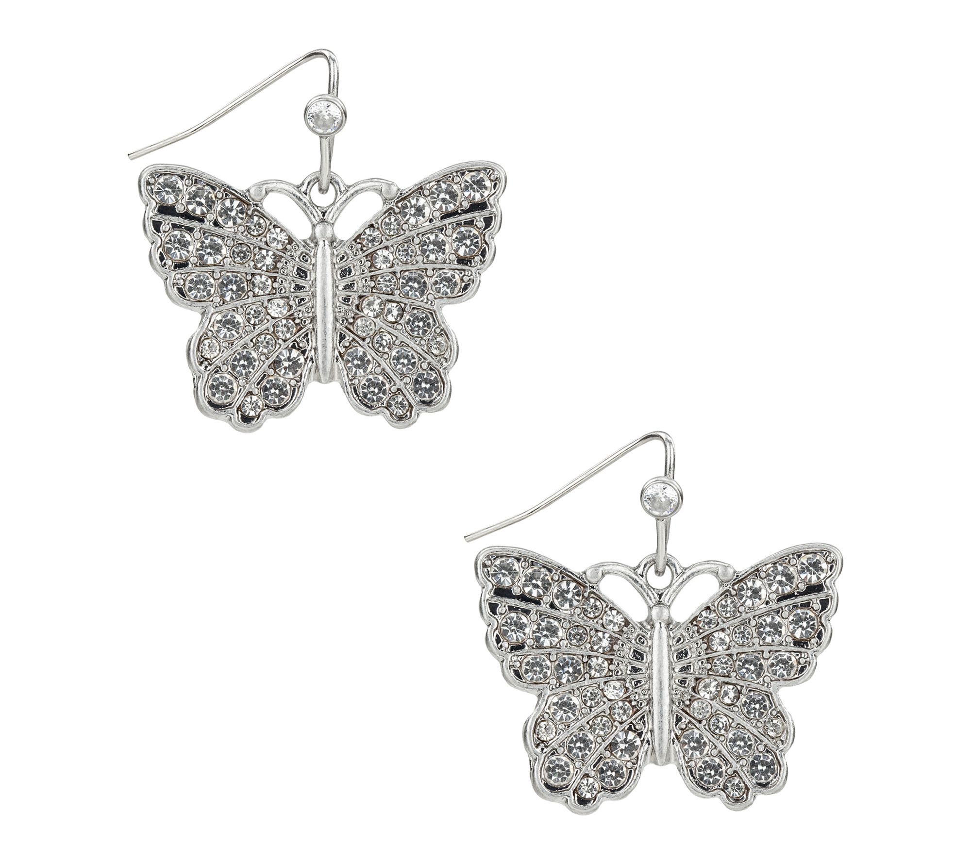 Pave Butterfly Blue Butterfly Collection Drop Earrings