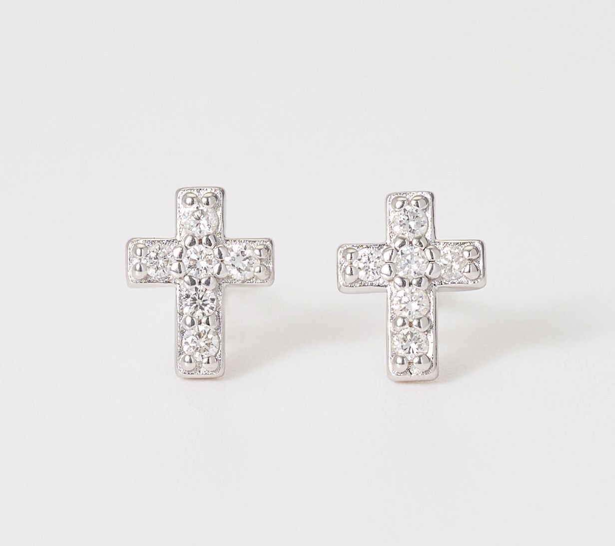 Affinity Diamonds 0.18 cttw Cross Stud Earrings, Sterling