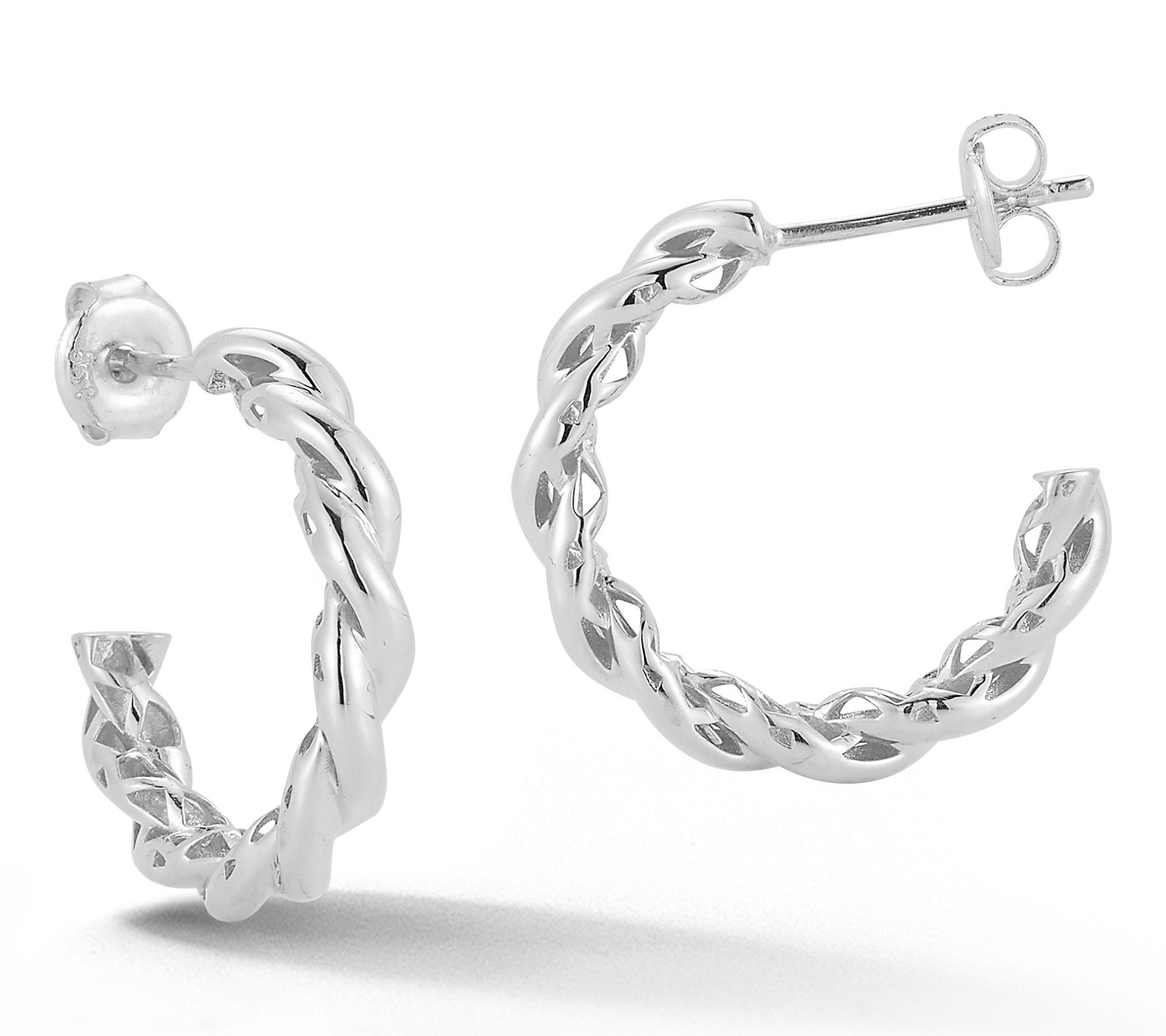 Sterlina Silver 3/4" Twist Hoop Earrings, Sterling
