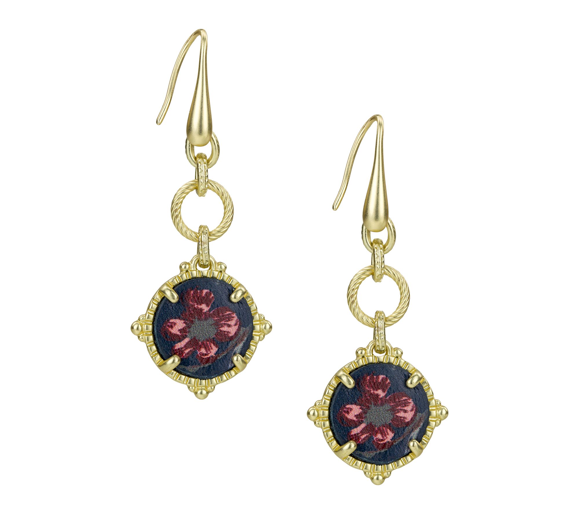 Patricia Nash Leather Inset Wire Drop Earrings