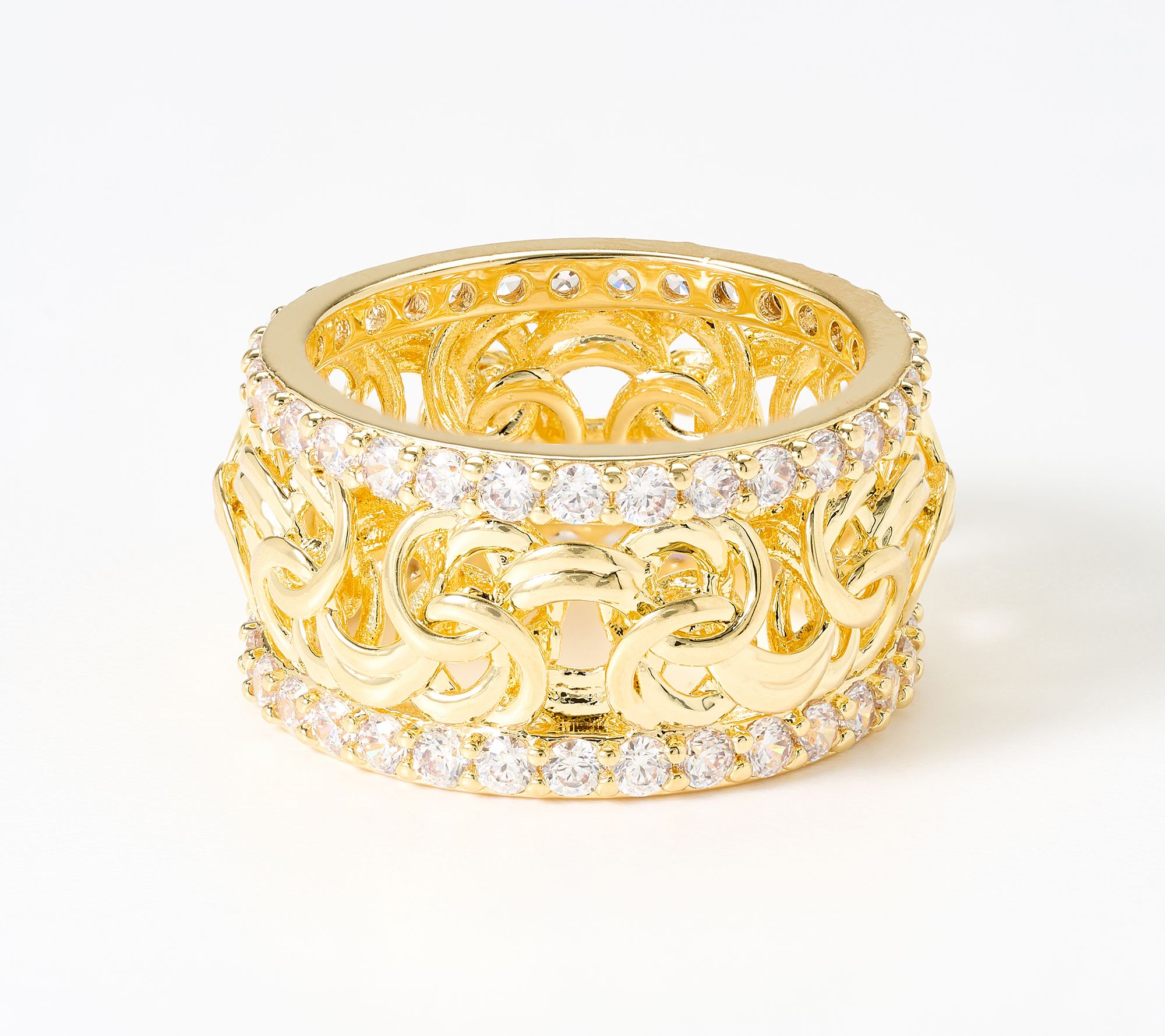 Diamonique Italia Bronze Detailed Metal Work Ring