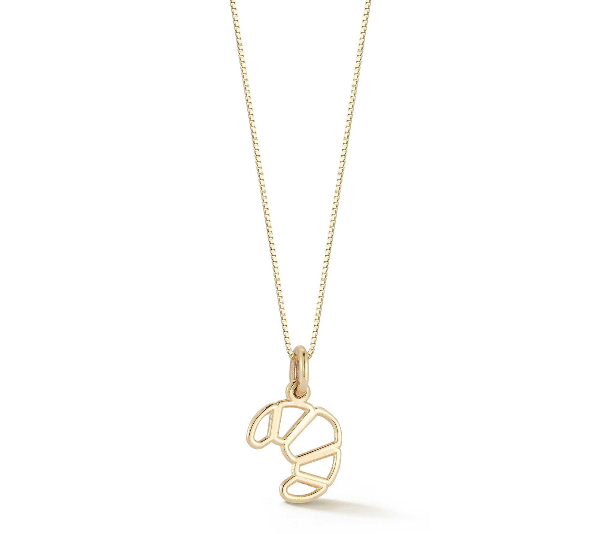 Italian Gold Croissant Pendant w/ Chain, 14K