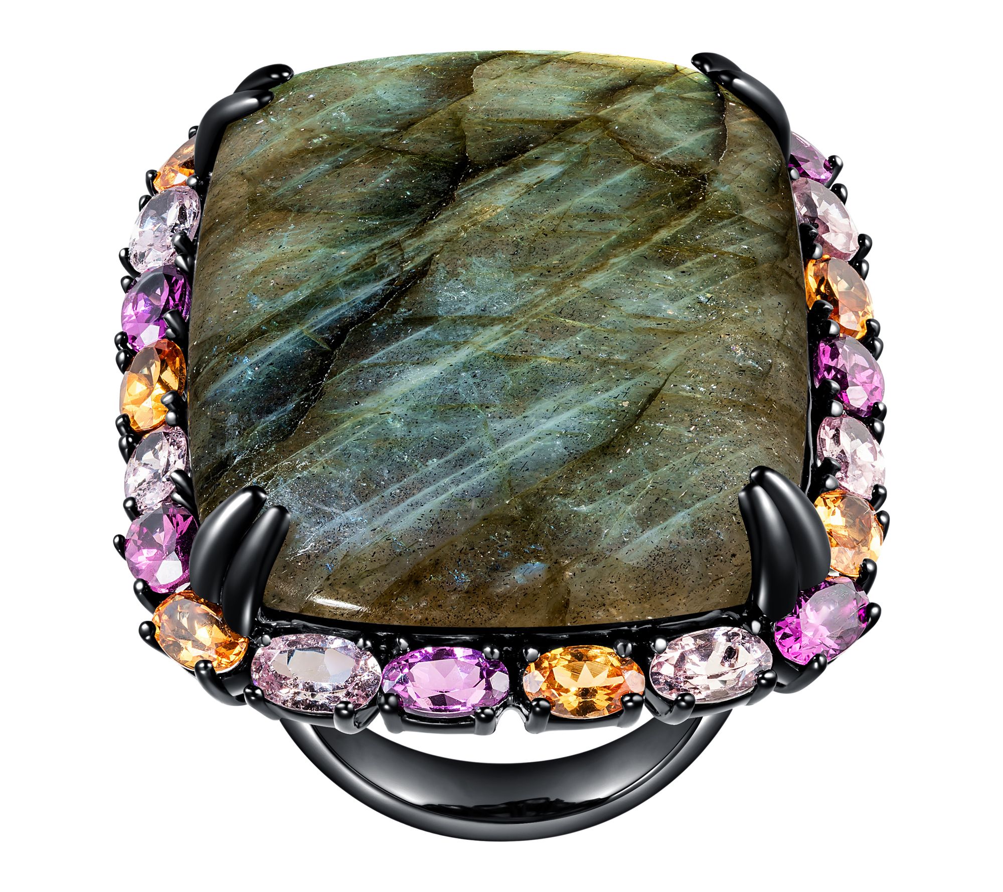 Affinity Gems Multi-Gemstone Halo Cocktail Ring, Sterling