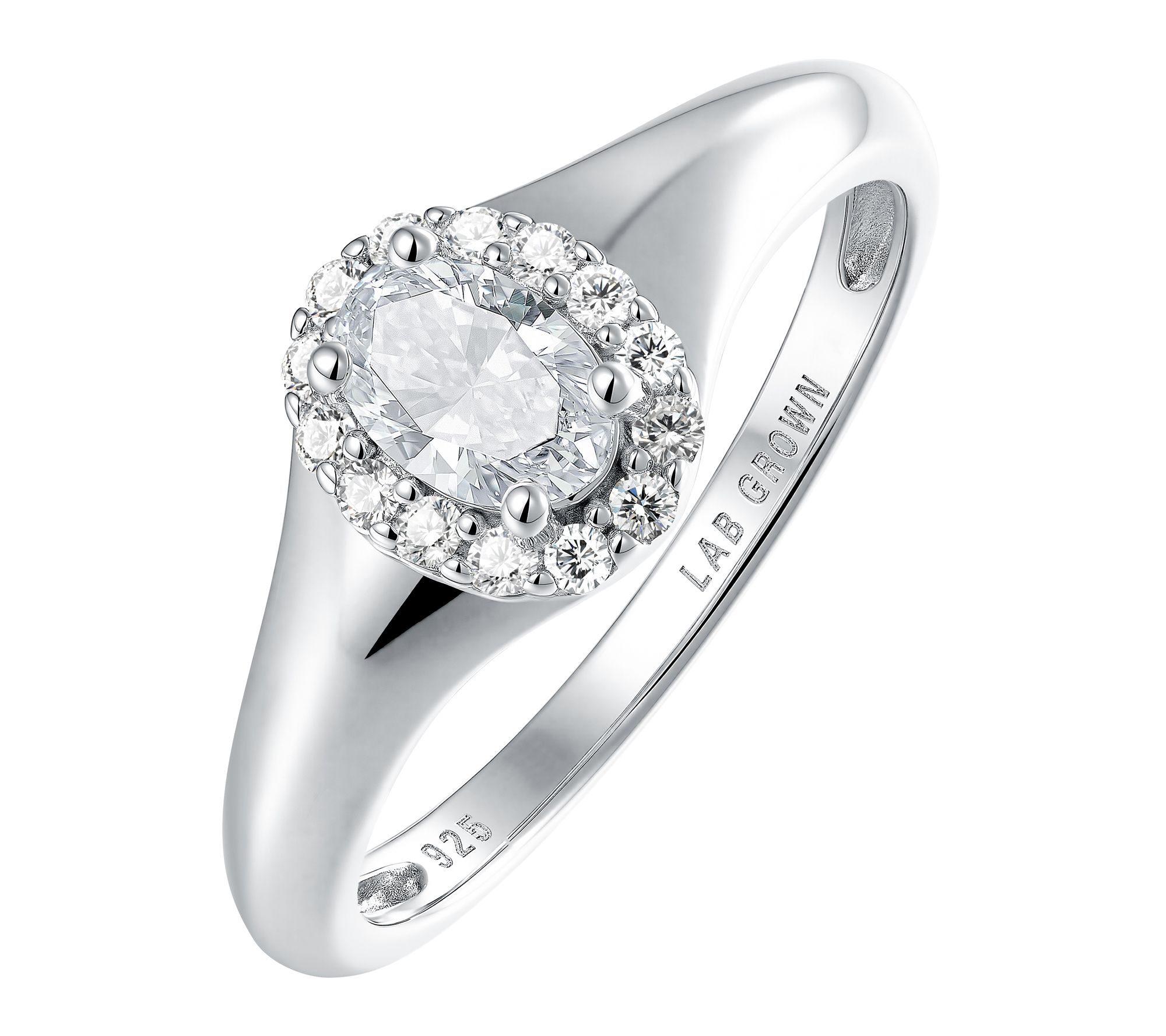 Fire Light 1.90 cttw Lab Grown Diamond Halo Ring, Sterling