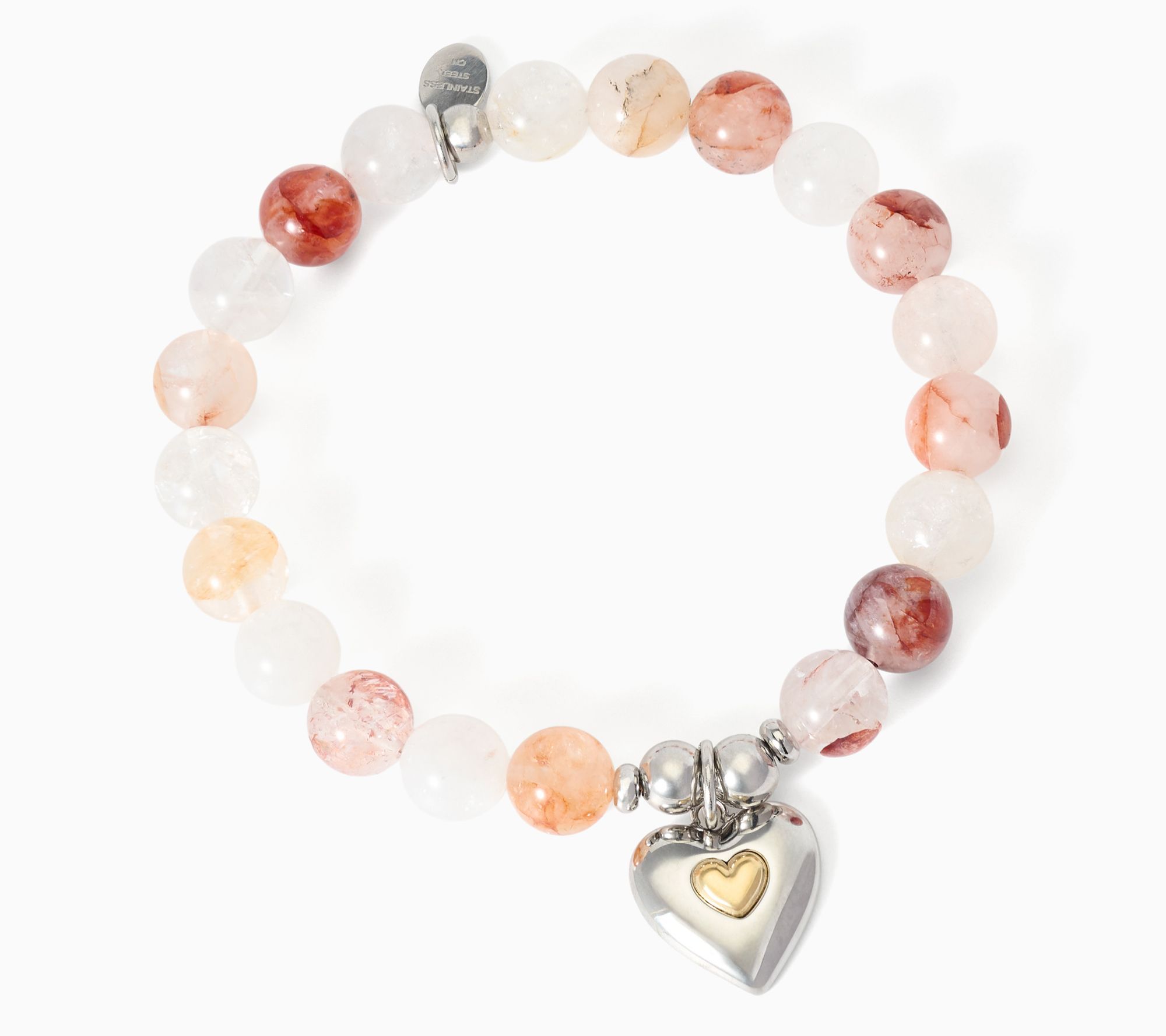 TJ by T Jazelle Red Hematoid Quartz Heart Charm Bracelet