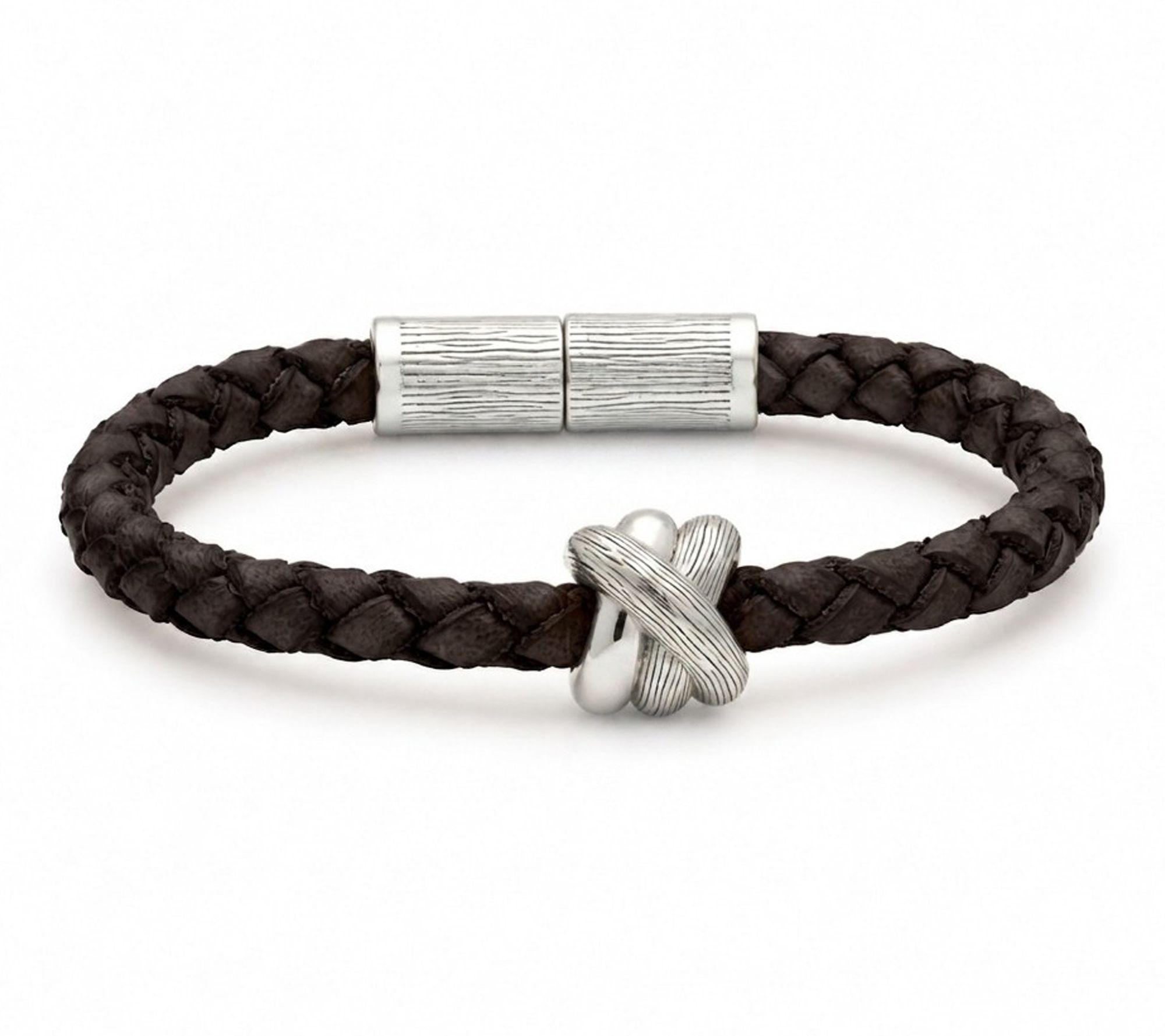 Ariva Sterling Silver Leather Love Knot Bracelet