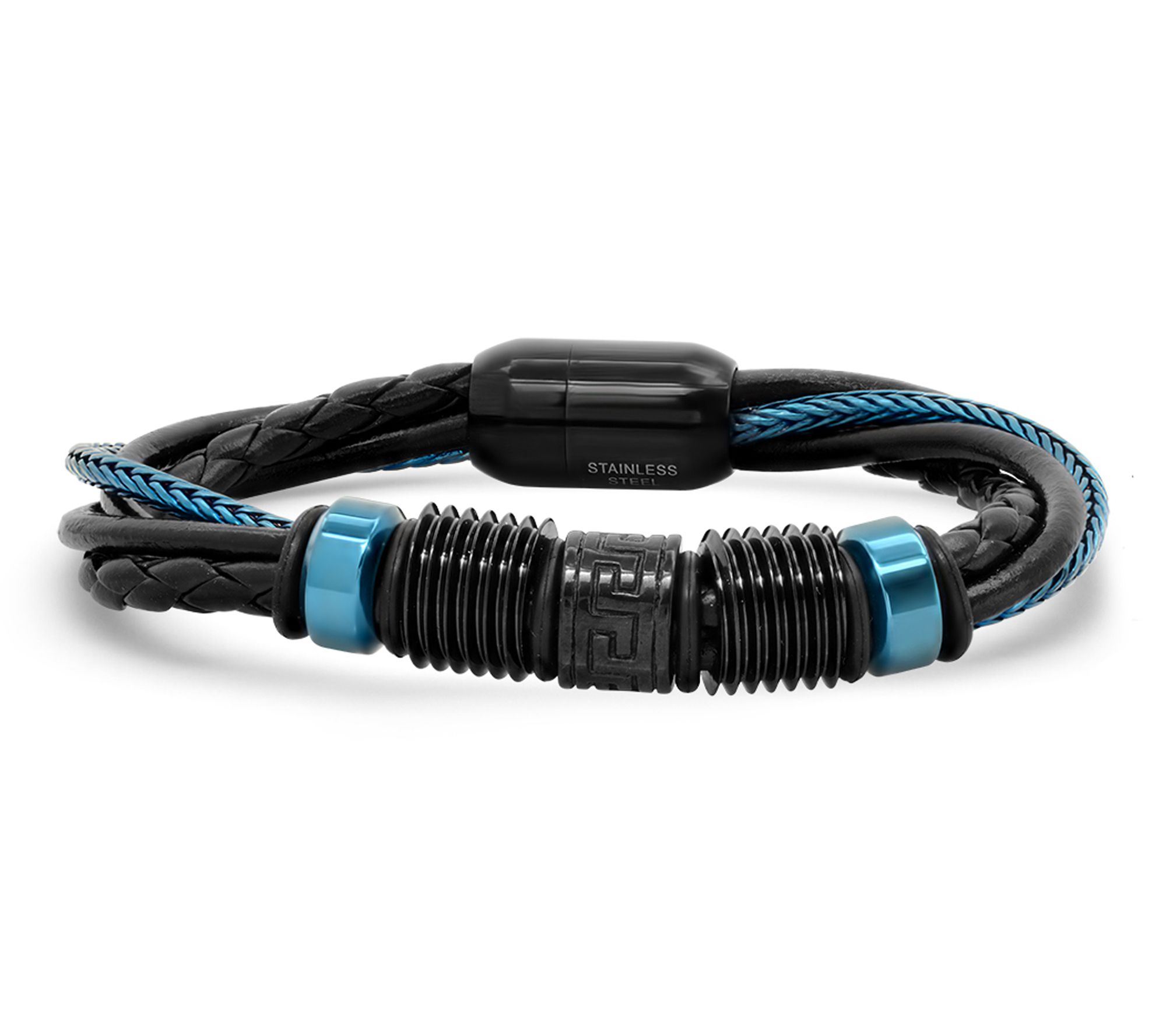 Steel By Design Men's Blue/Black Ip & Braided Leather
