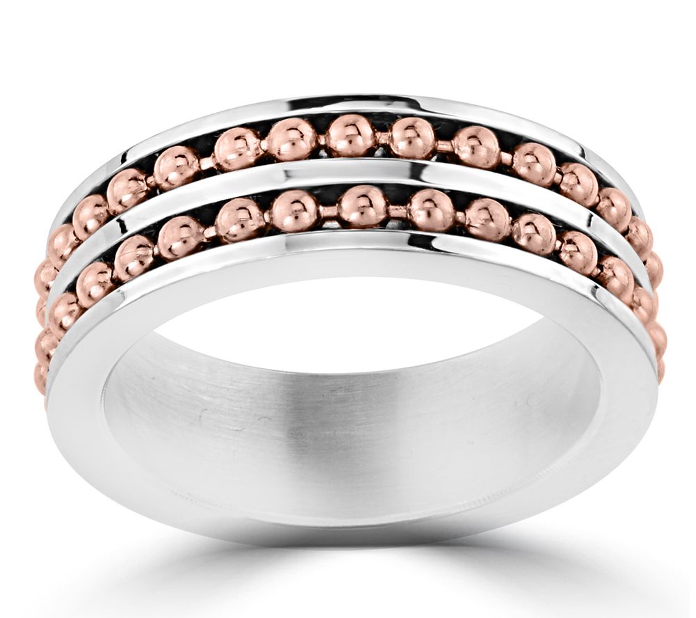 Steel by Design Beaded Double Row Ring