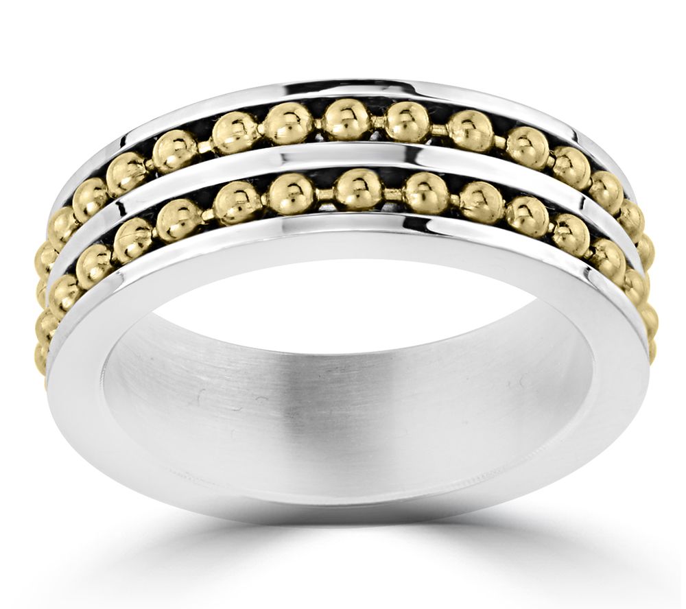 Steel by Design Beaded Double Row Ring