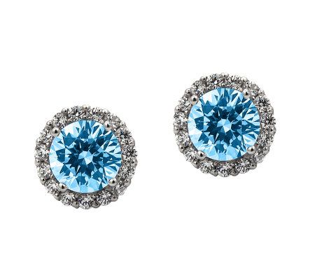 Diamonique 100-Facet Stud Earrings, Platinum Clad - QVC.com