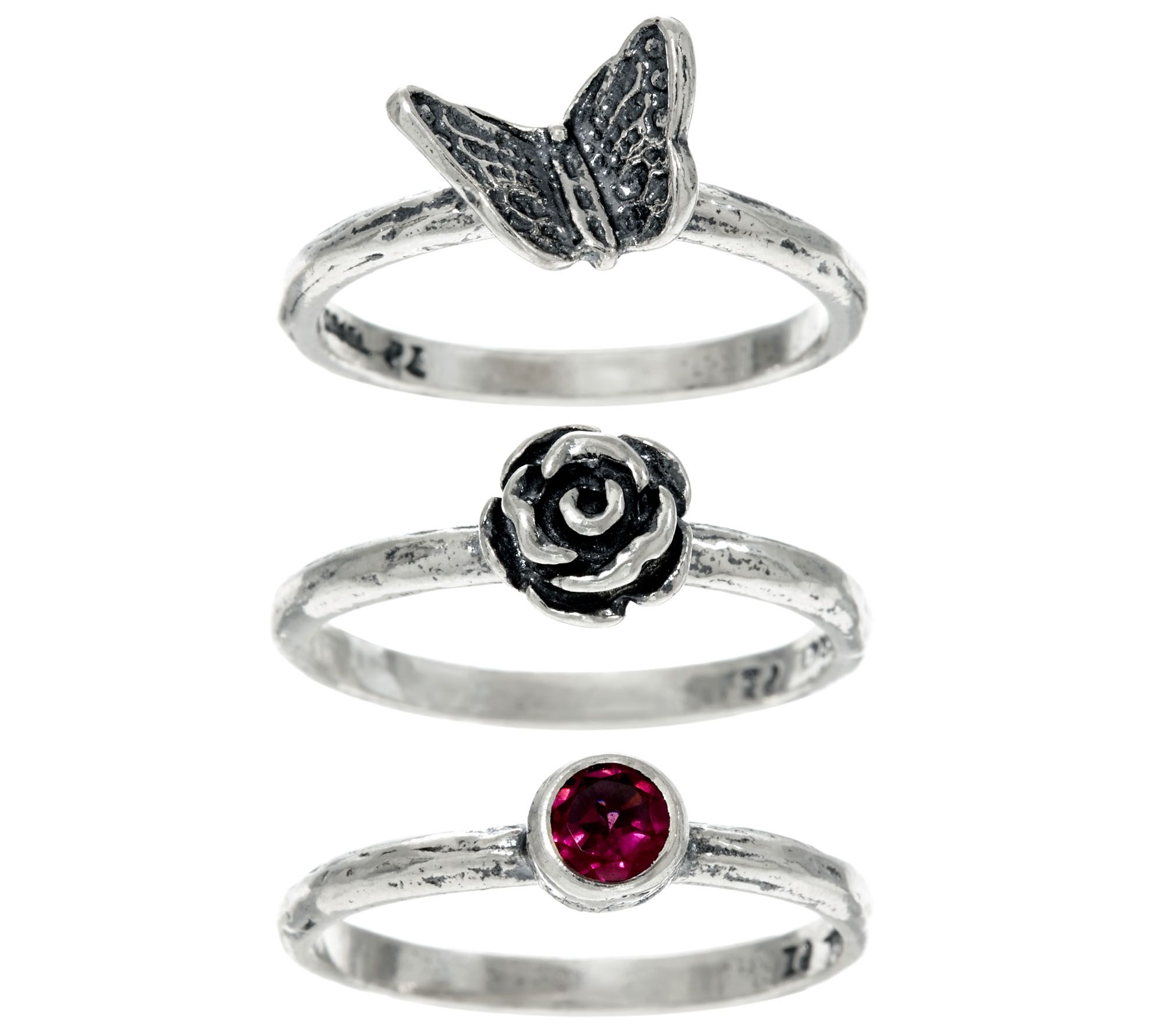 Or Paz Sterling Silver Set of 3 Stack Rings - QVC.com