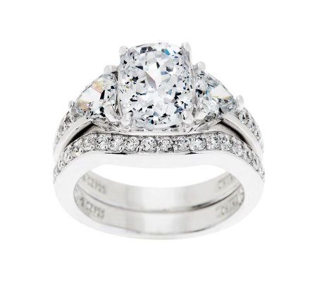 Platinum Clad Size.6 Diamonique 100-Facet Fancy Gallery Ring