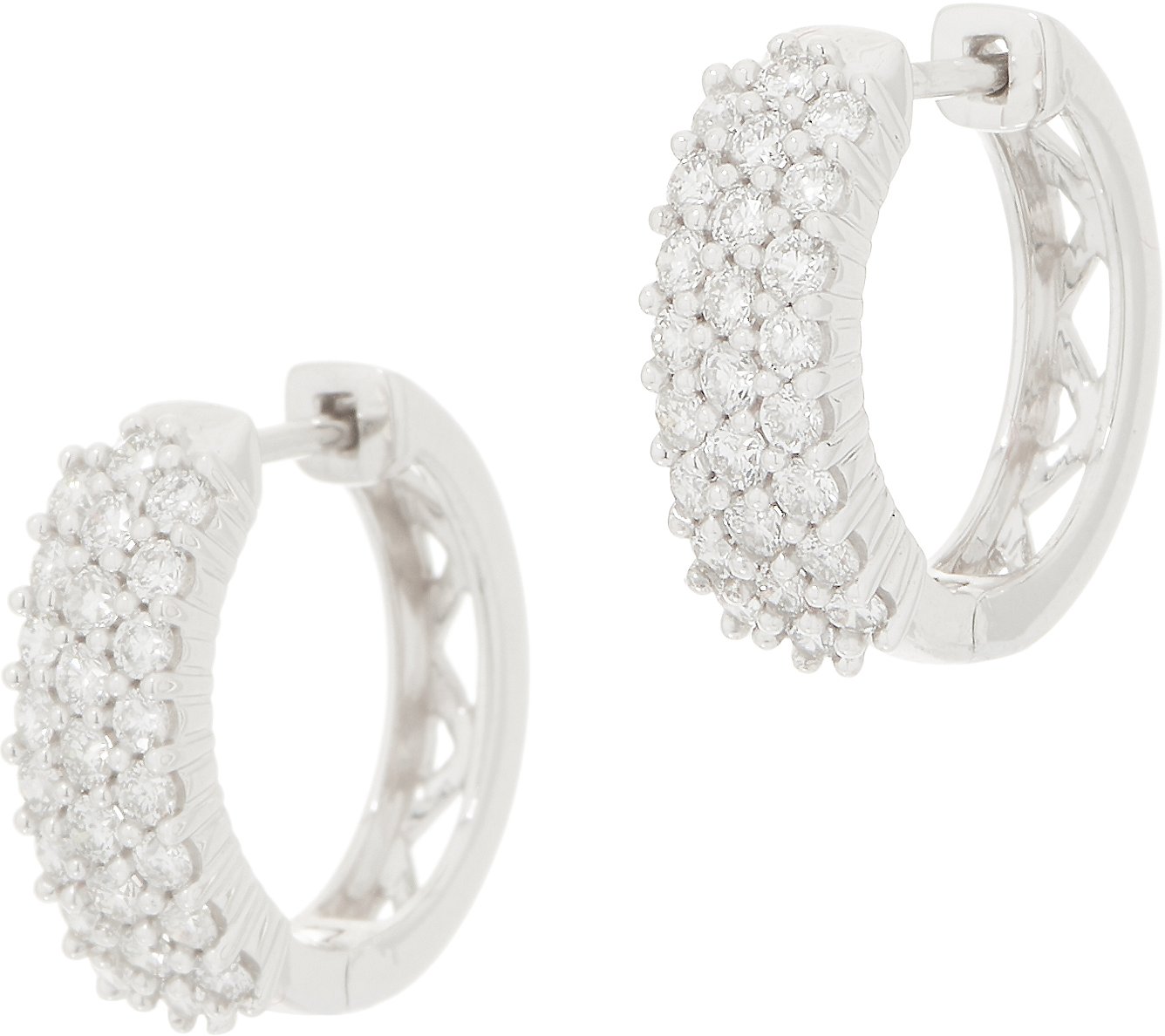 Mia Diamonds 14k White Gold Snuggable Hoop Earrings 