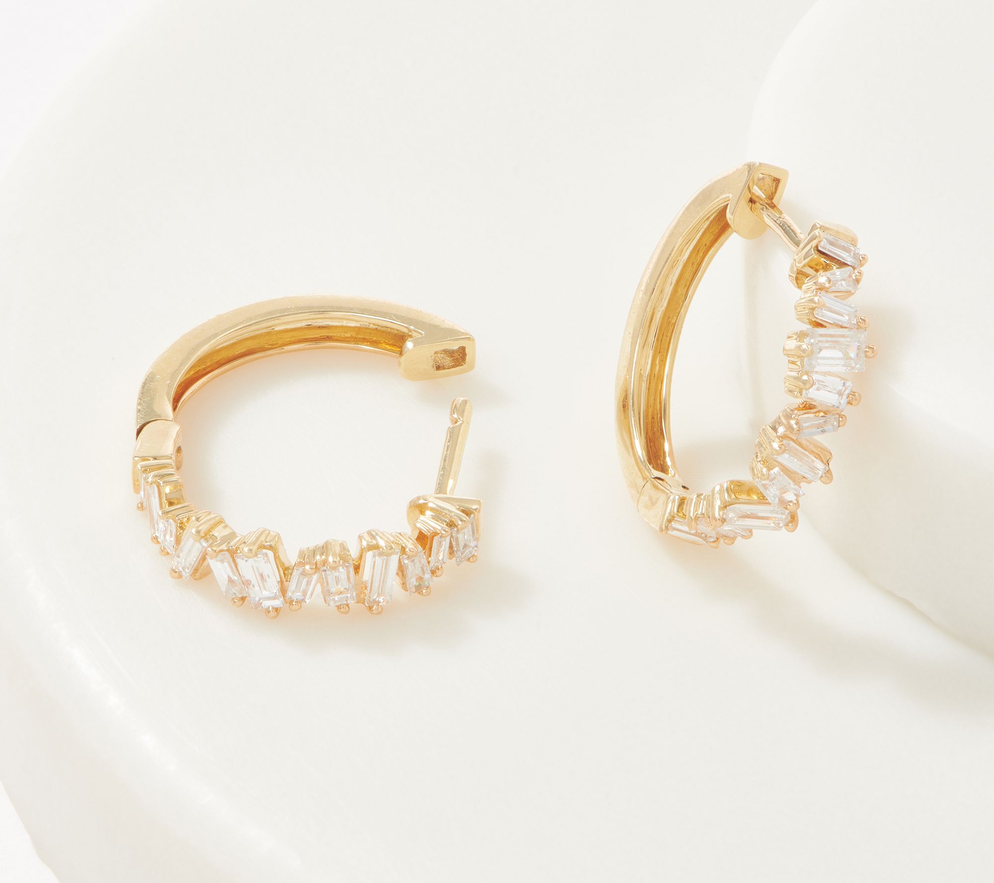 Affinity Diamonds Baguette Hoop Earrings, 14K Gold, 1/3cttw - QVC.com