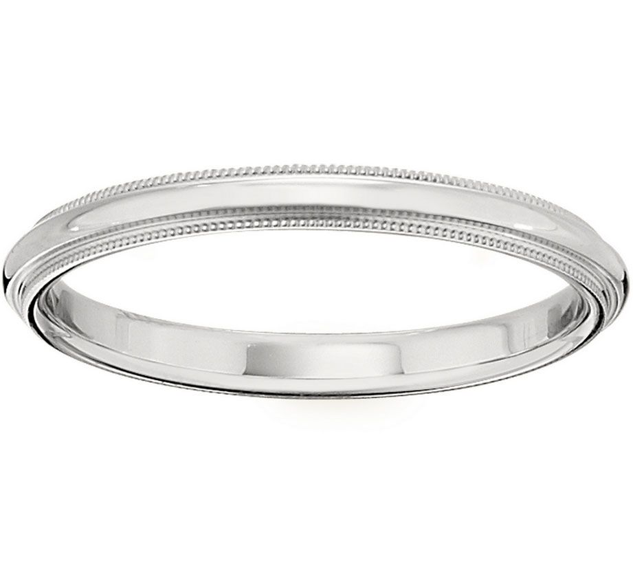 Men's 14K White Gold 2.5mm Milgrain Wedding Band