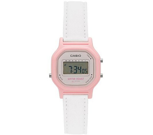 Casio Women's White and Pink Digital Watch