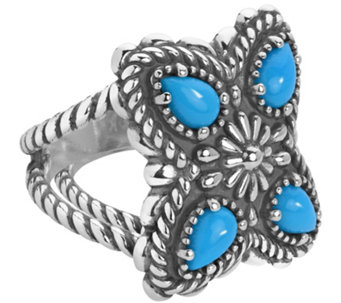 American West Sterling Sleeping Beauty Turquoise 4-Stone Ring - J385243