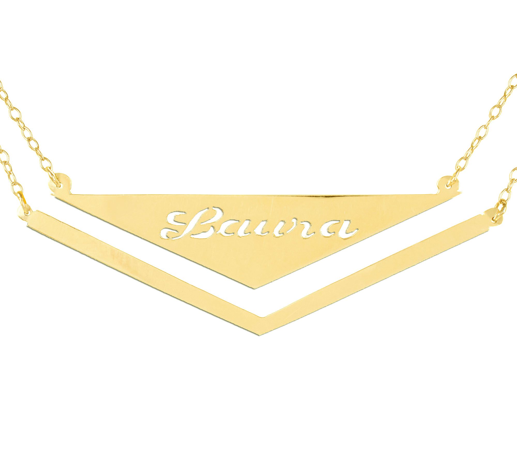 24K Gold-Plated Sterling Personalized Triangle Name Necklace