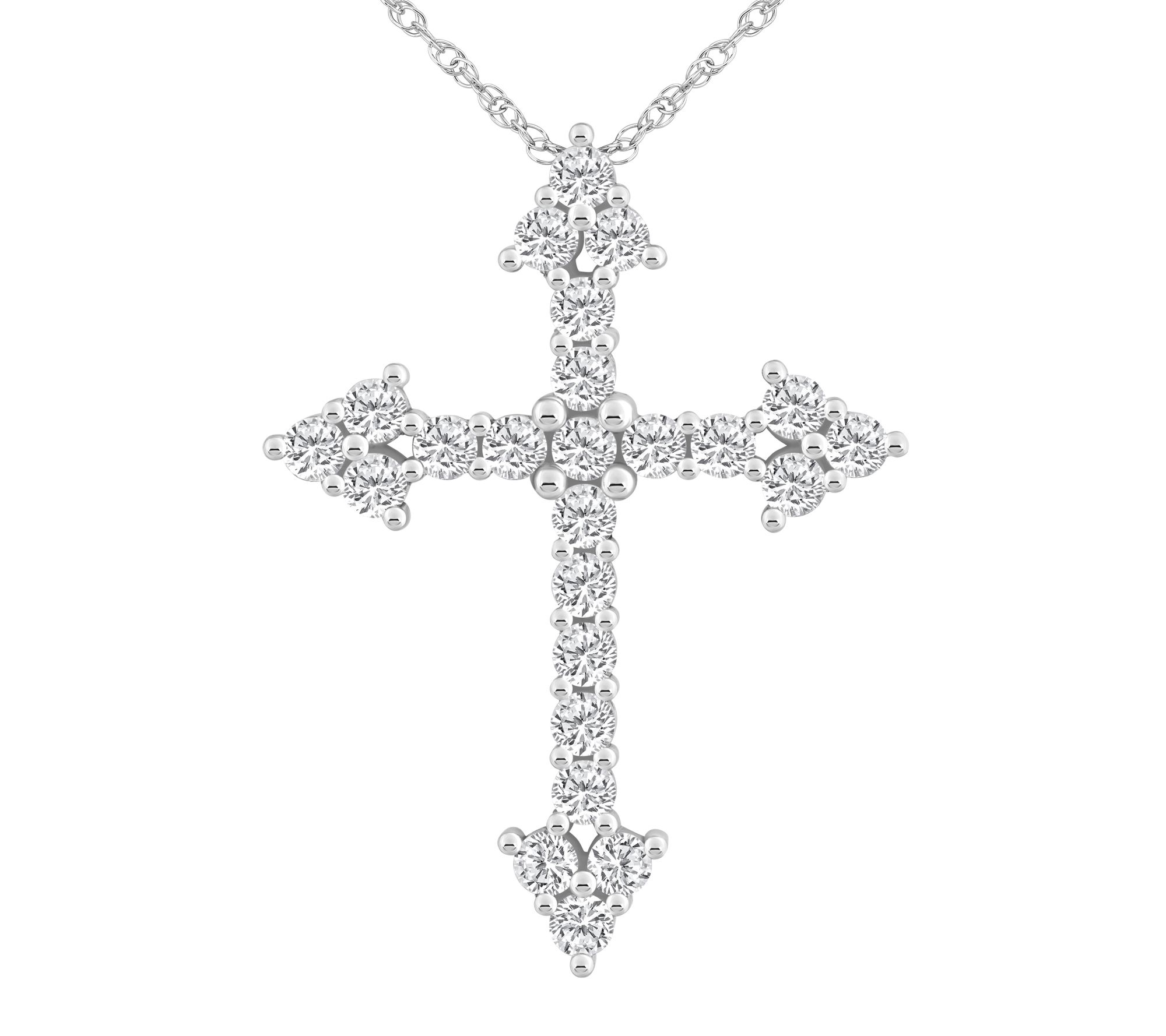 Affinity 2.00 cttw Diamond Pointed Cross Pendant w/ Chain, 14K