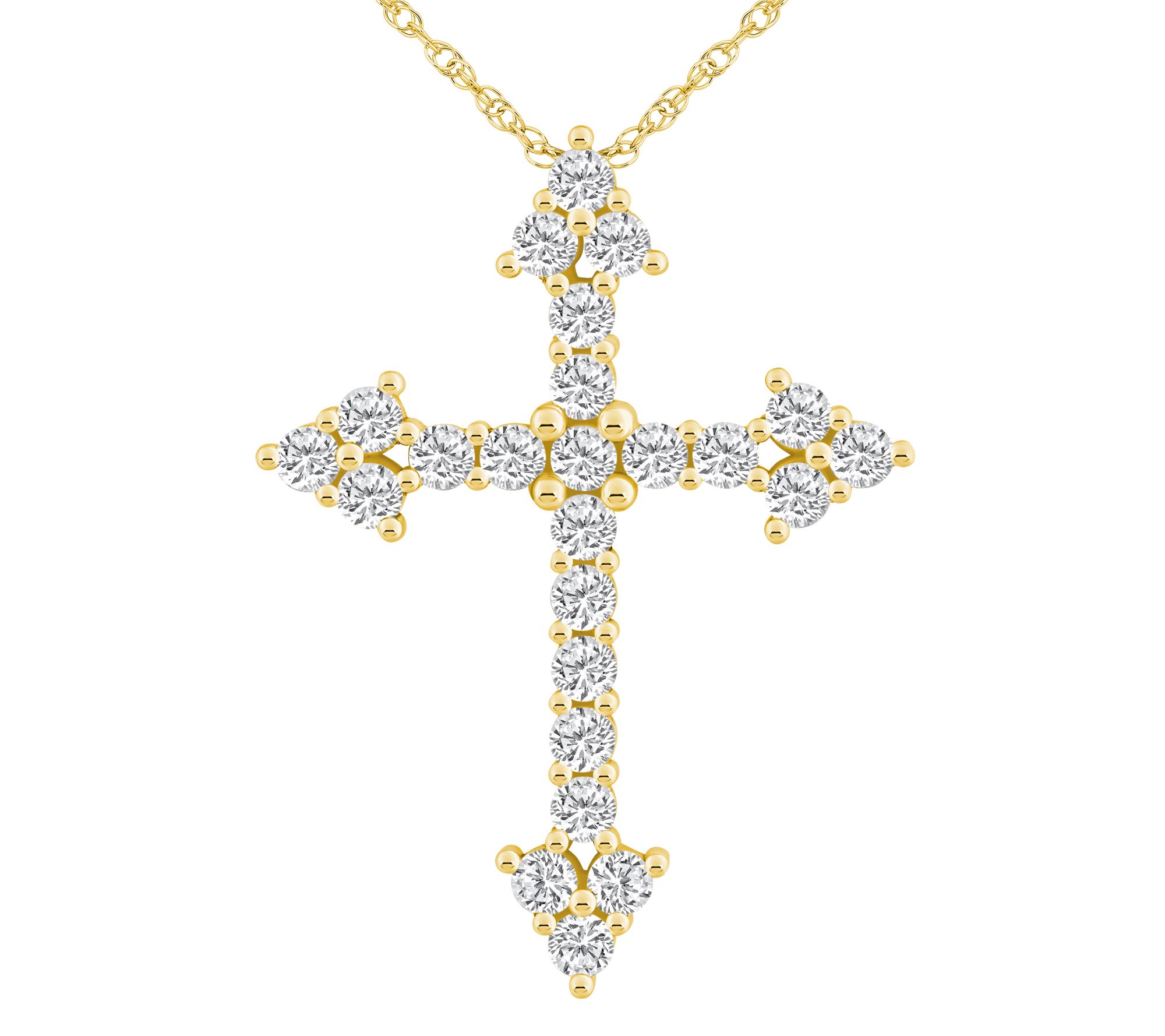 Affinity 2.00 cttw Diamond Pointed Cross Pendant w/ Chain, 14K