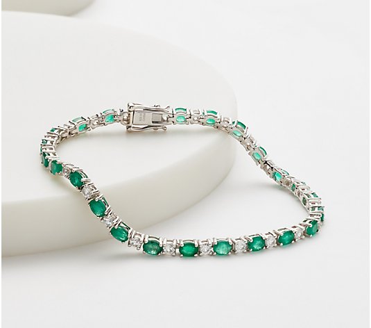 Affinity Gems Precious Gem & White Zircon Tennis Bracelet Sterling Silver