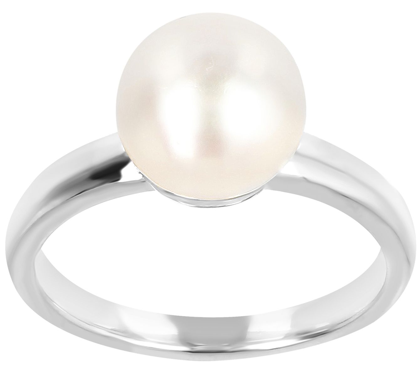 Vintage Sterling Silver Pearl Ring With Light Yellow CZ - Unique
