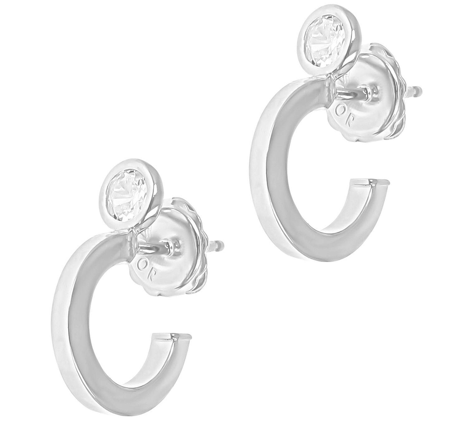 Diamonique 0.95 cttw Half Hoop Earrings, Sterli ng Silver