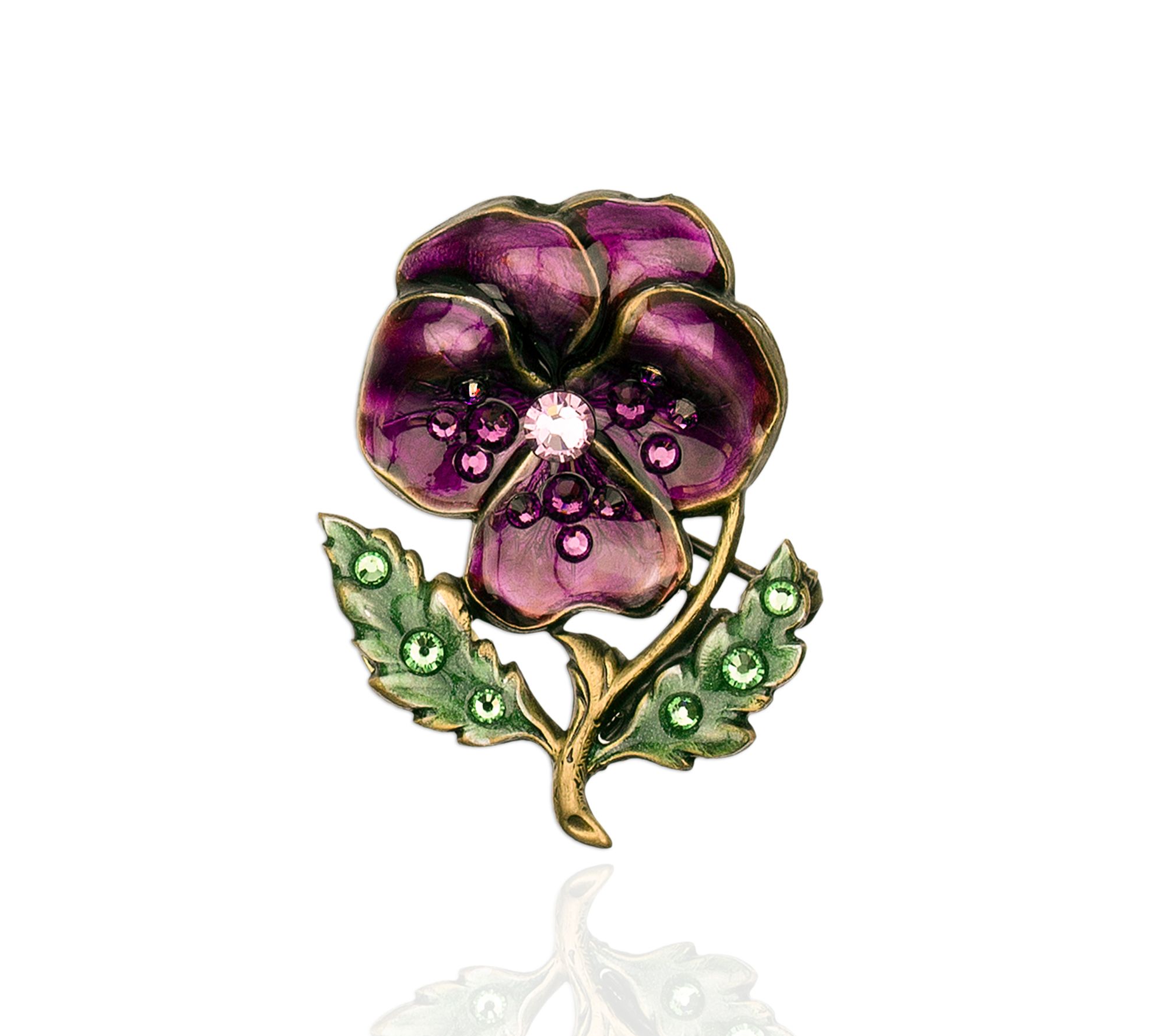 Anne Koplik Crystal Enamel Purple Pansy Pin