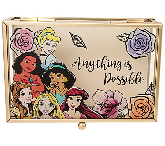 Disney Princess "Anything is Possible"  Glass J ewelry Box