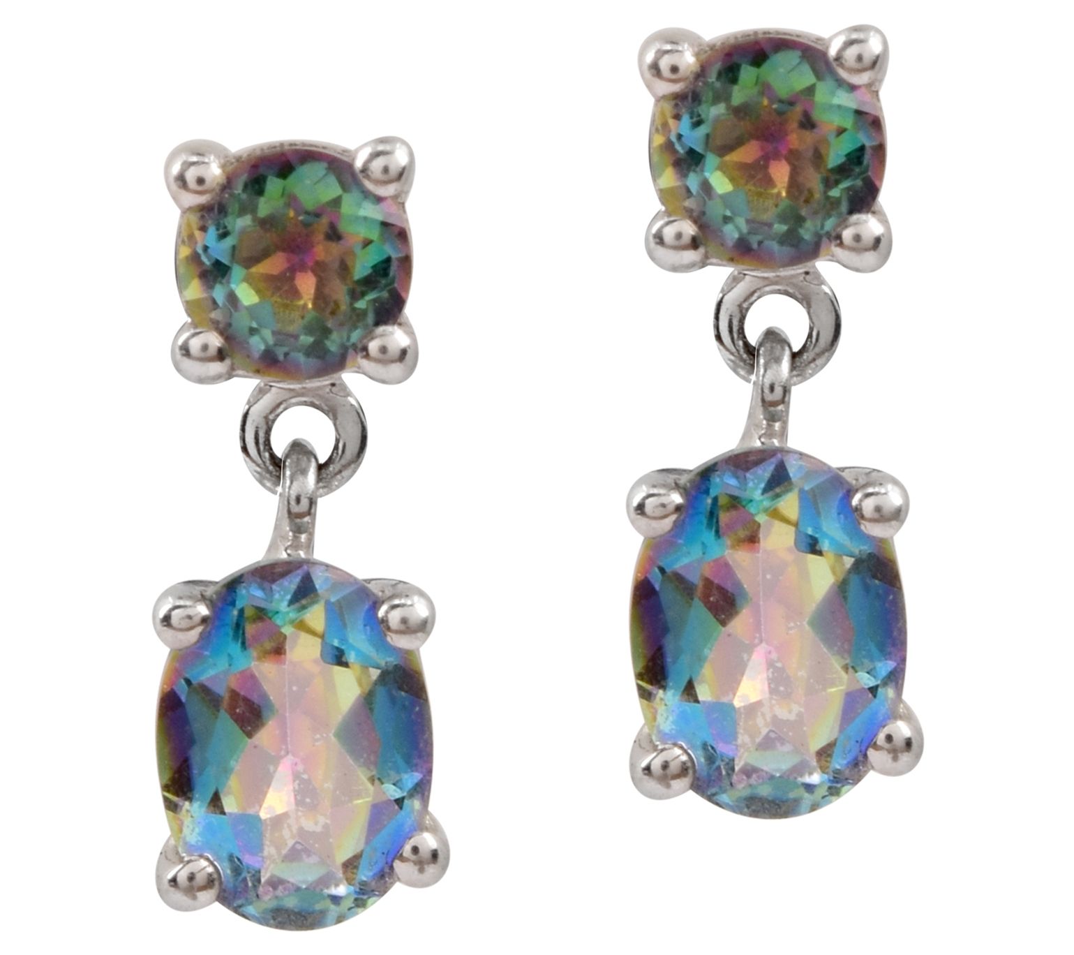 Affinity Gems Sterling Silver Green Coated Quartz Earrings