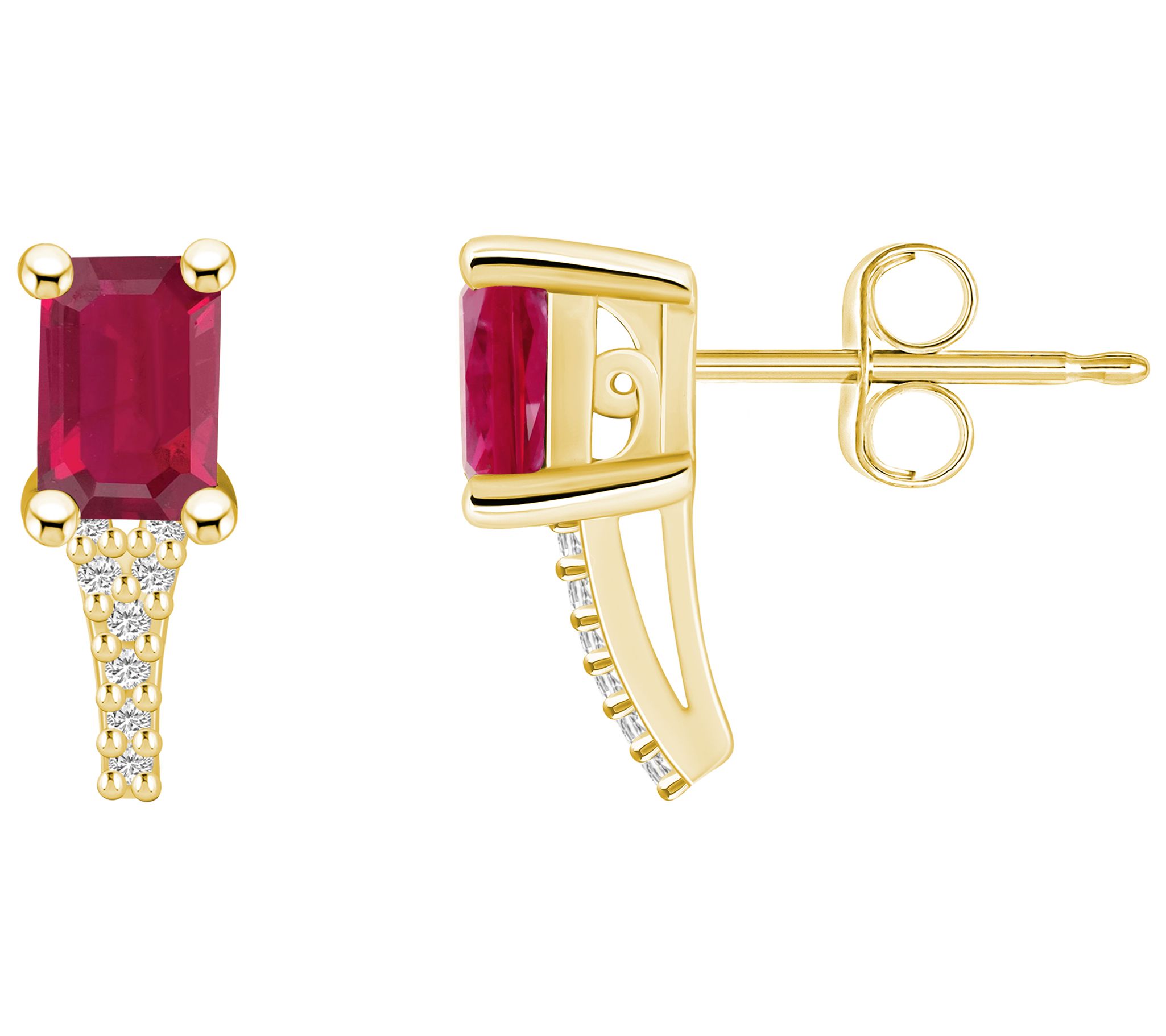 Affinity Gems 14K 1.40 cttw Ruby Diamond Accent Studs