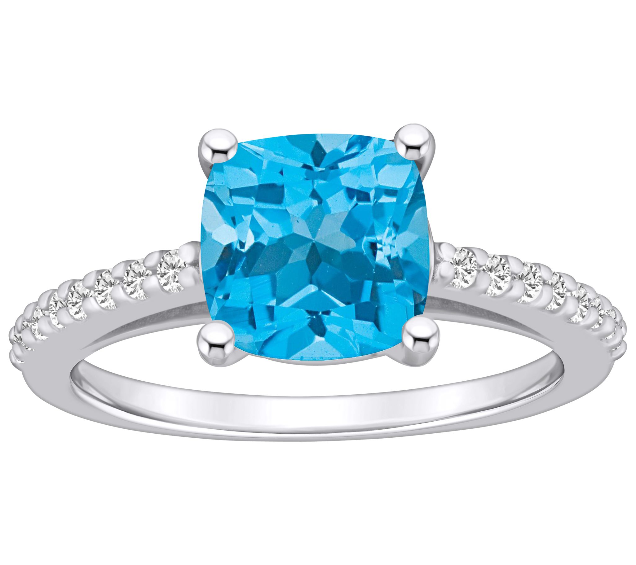 Affinity Gems Cushion Gemstone & Diamond Ring,4K White Gold