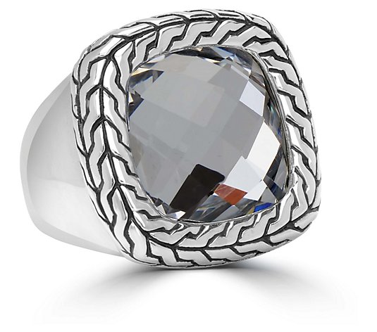 Steel by Design Faceted Crystal Cocktail Ring