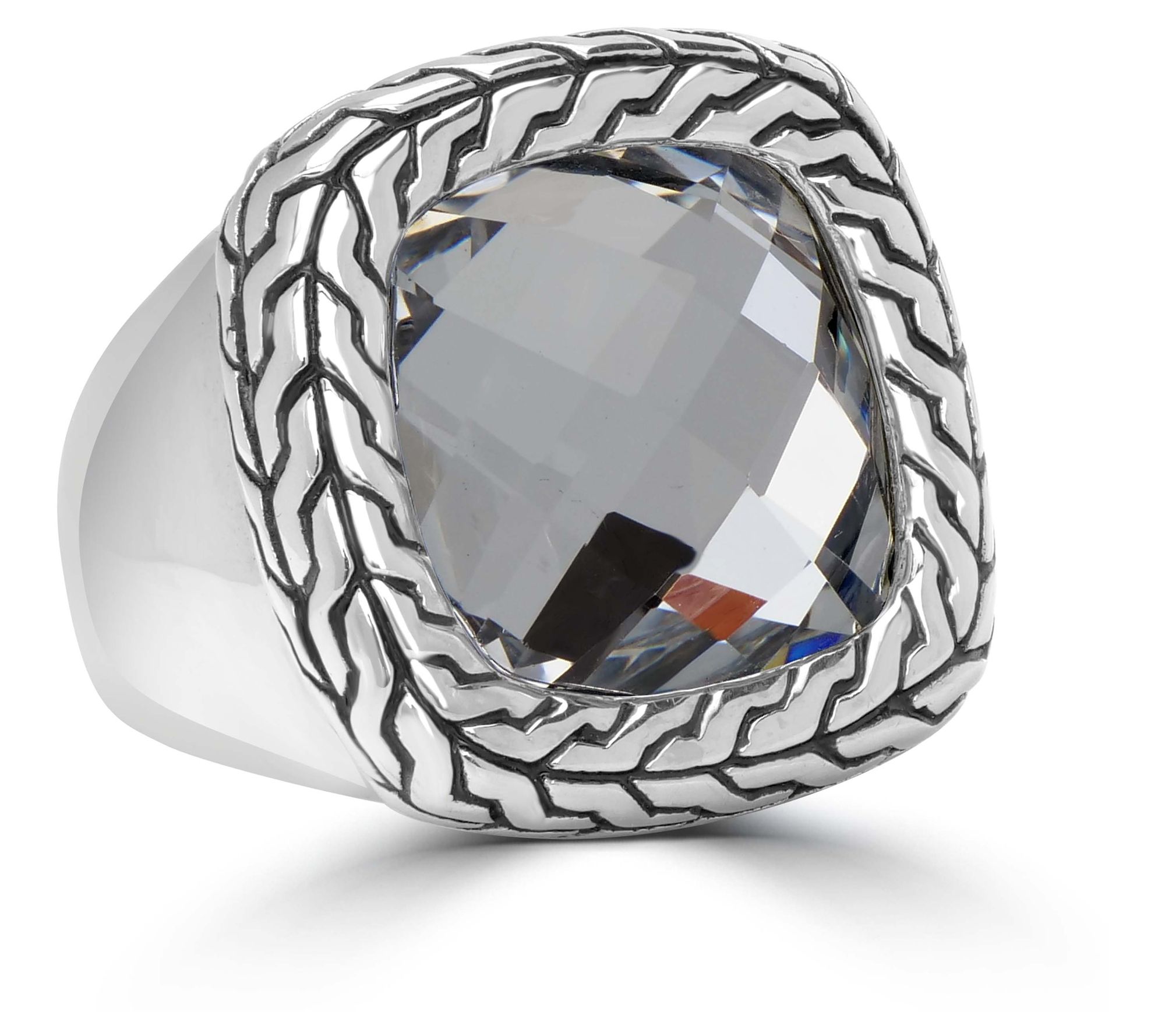 Steel by Design Faceted Crystal Cocktail Ring