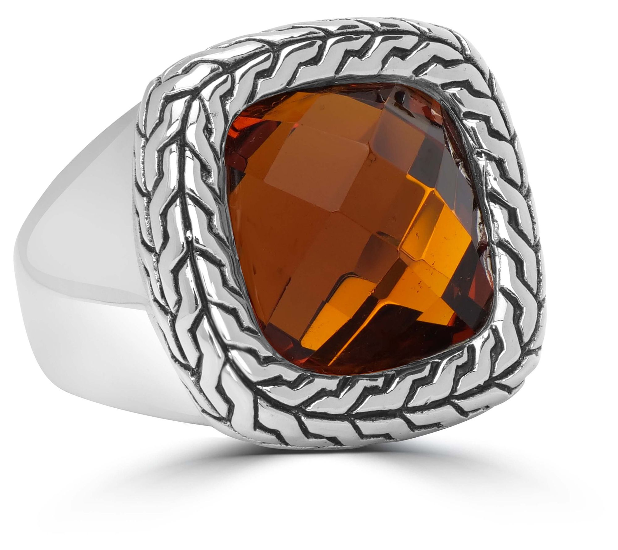 Steel by Design Faceted Crystal Cocktail Ring