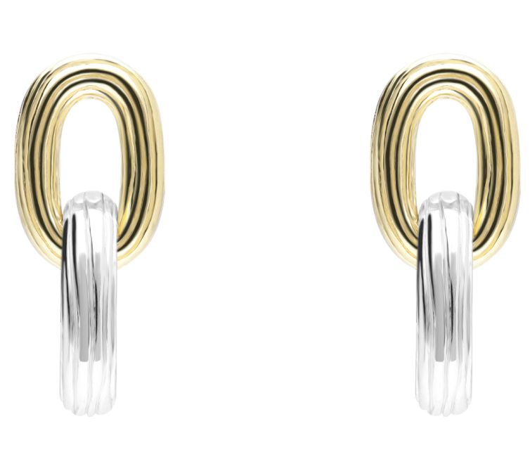Ariva Sterling Silver & 18K Gold Clad Oval Link Earrings