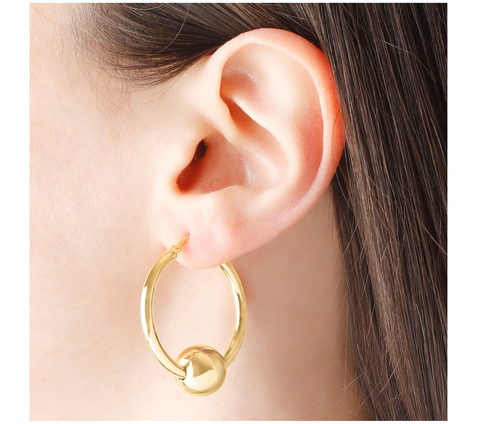 Louis Dell'olio Sterling Orbit Sliding Bead Hoop Earrings ,Yellow