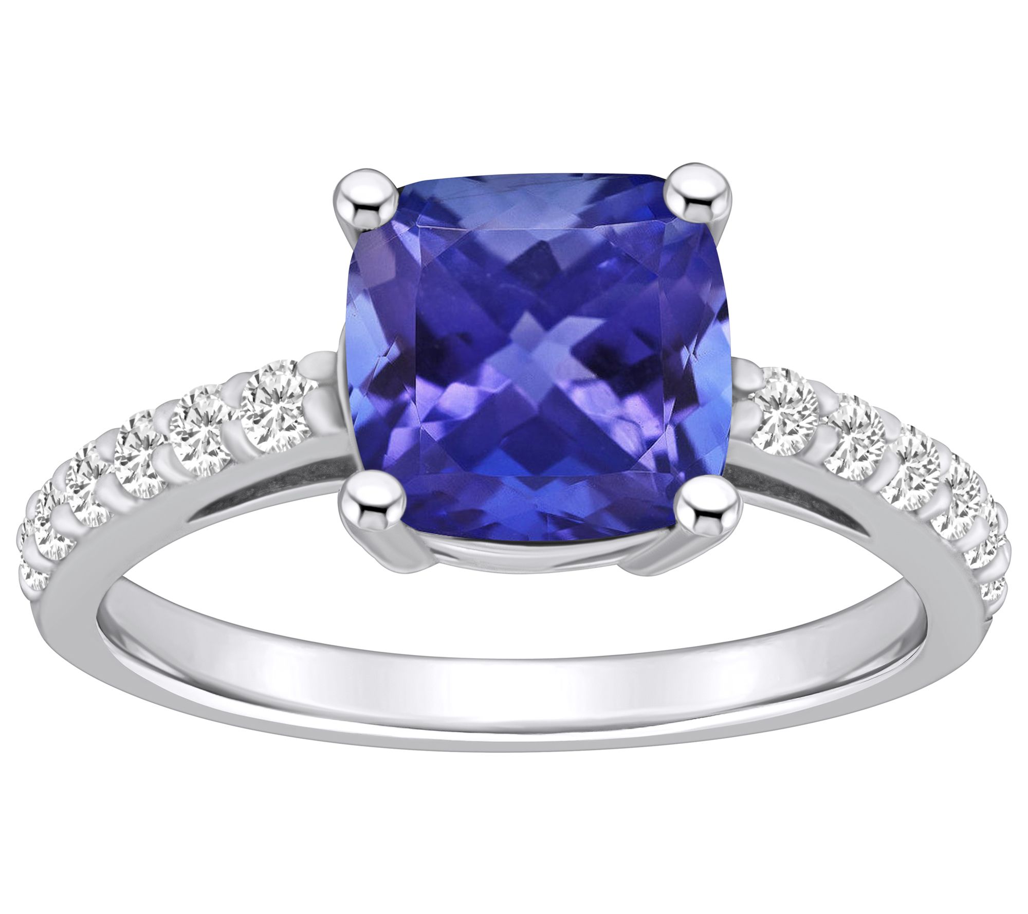 Affinity Gems Cushion Tanzanite & Diamond Ring, 14K Gold